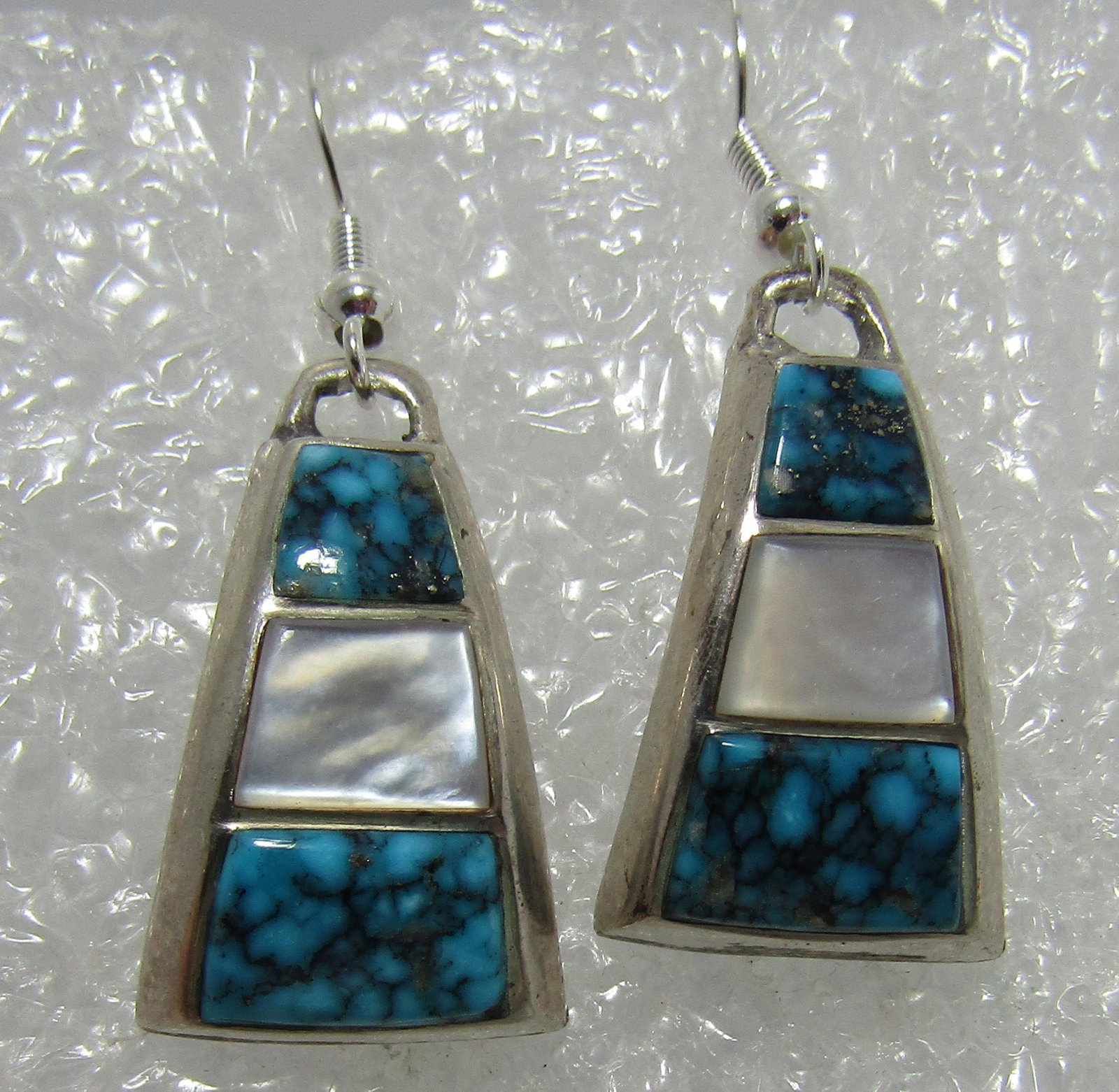 SPIDERWEB TURQUOISE EARRINGS STERLING SILVER MOP (1 of 3)