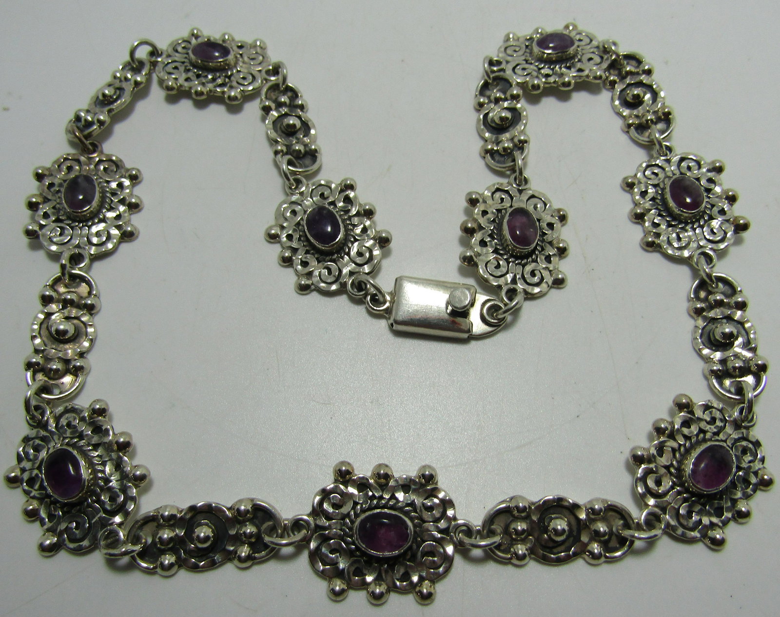 AMETHYST & STERLING SILVER NECKLACE MEXICO TAXCO (1 of 4)