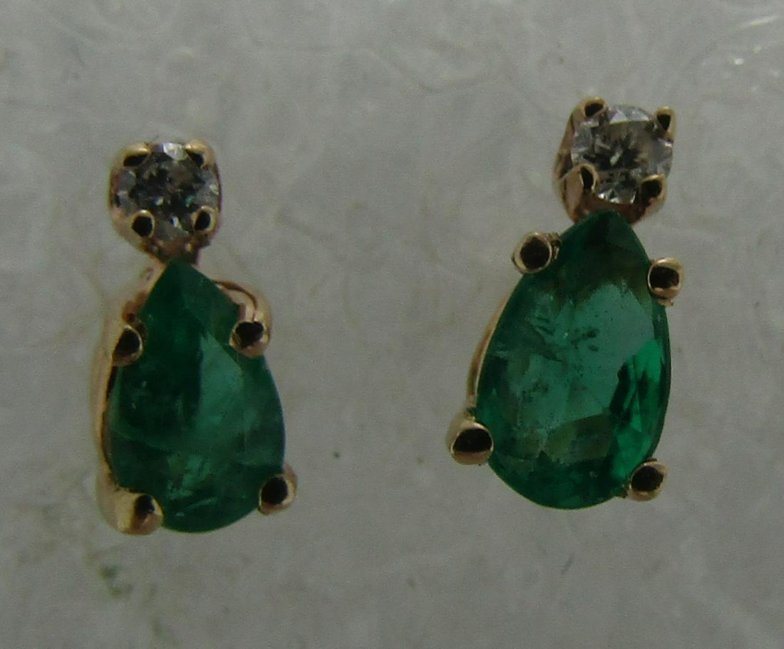 EMERALD DIAMOND EARRINGS 14K GOLD (1 of 4)
