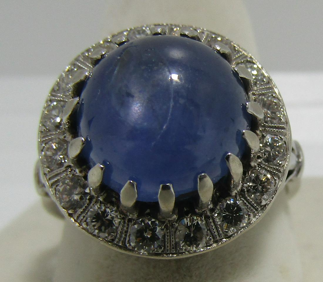 12.5CT STAR SAPPHIRE 1CT DIAMOND RING 14K GOLD (1 of 8)