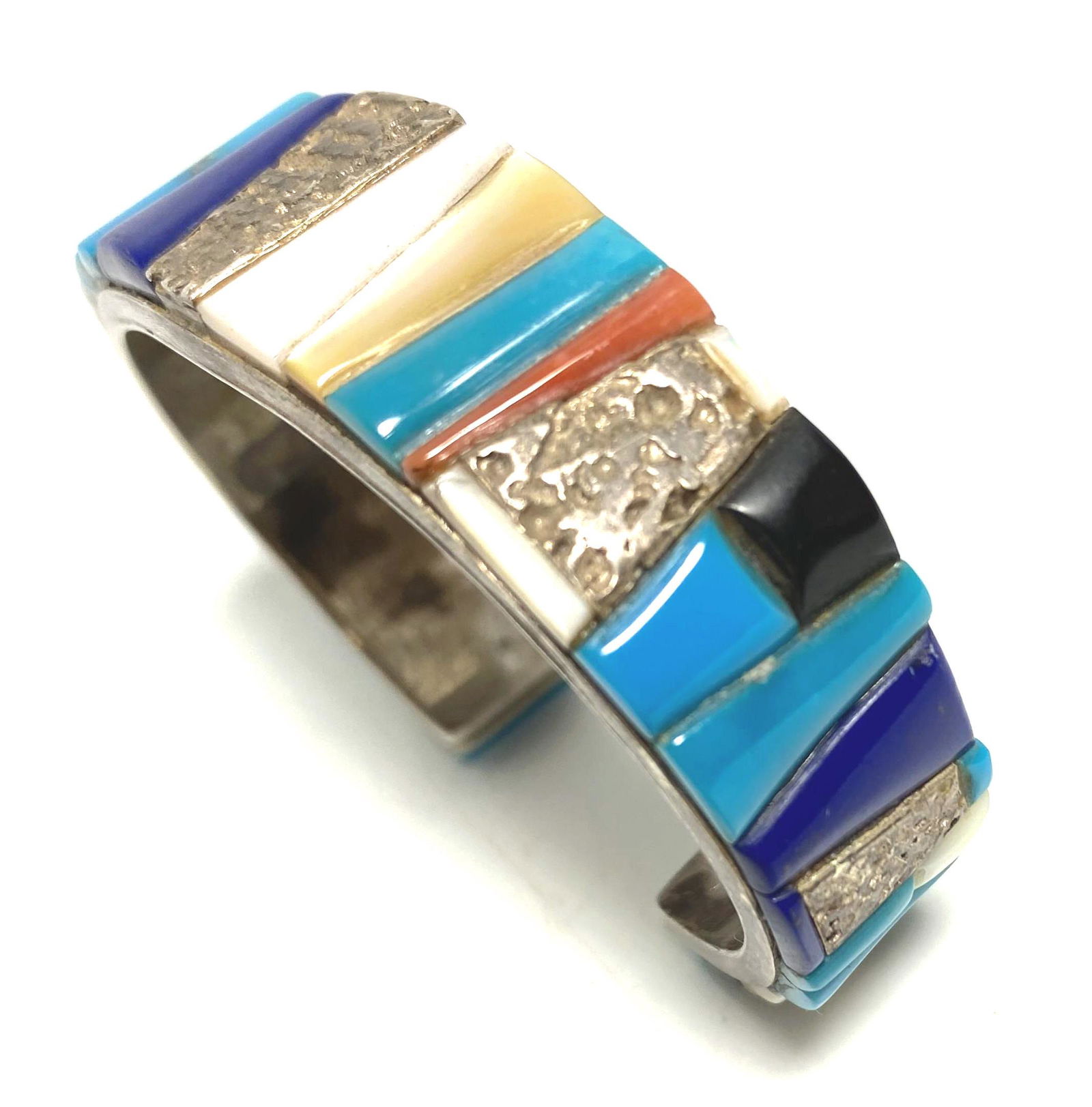 STERLING NATIVE AMERICAN TURQUOISE INGOT BRACELET (1 of 6)