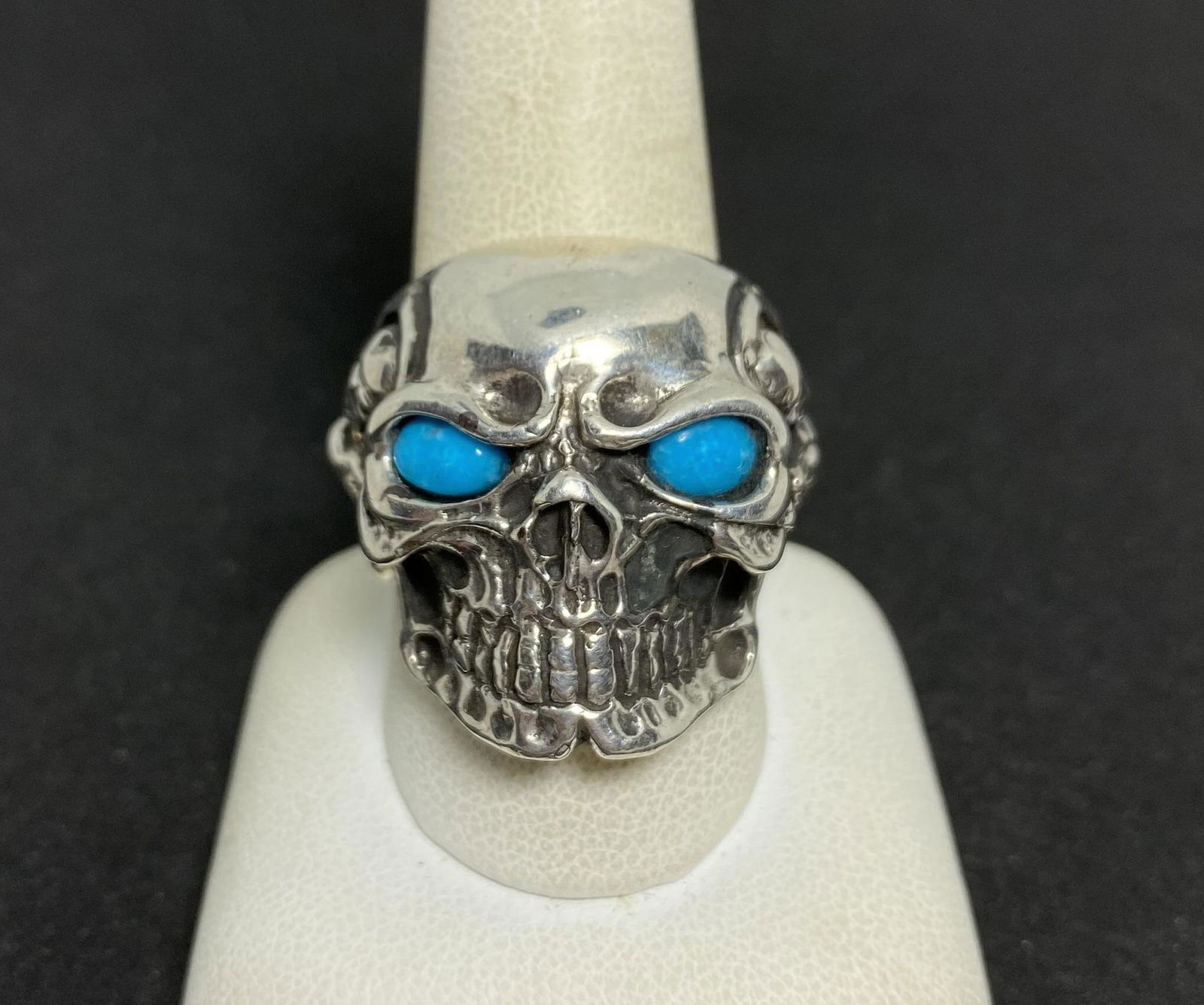 22 GRAM SIZE 10 STERLING TURQUOISE SKULL RING (1 of 4)