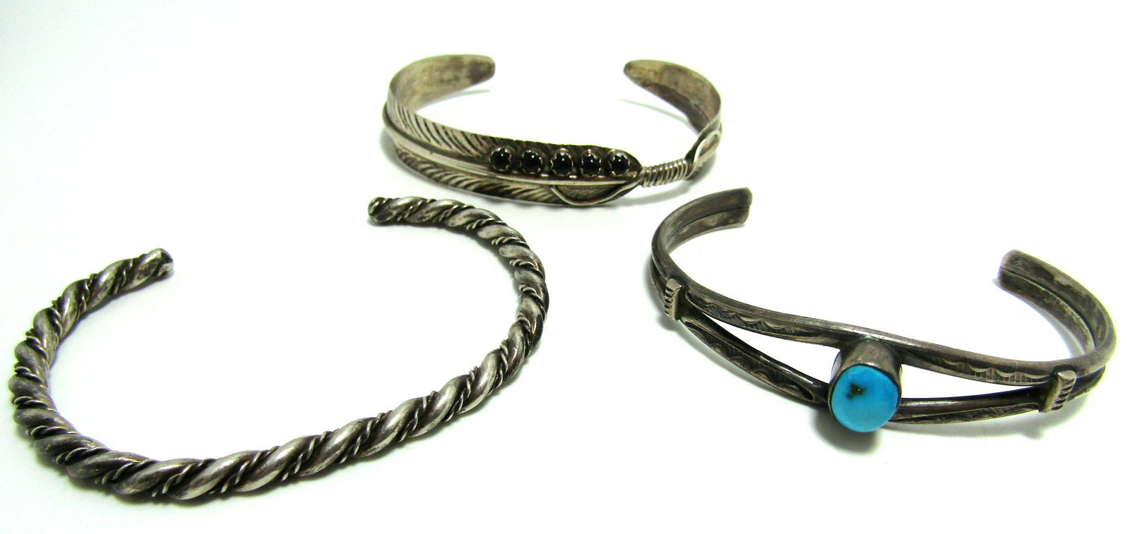 LOT OF 3 NATIVE AMERICAN STERLING CUFF BRACELETS (1 of 4)
