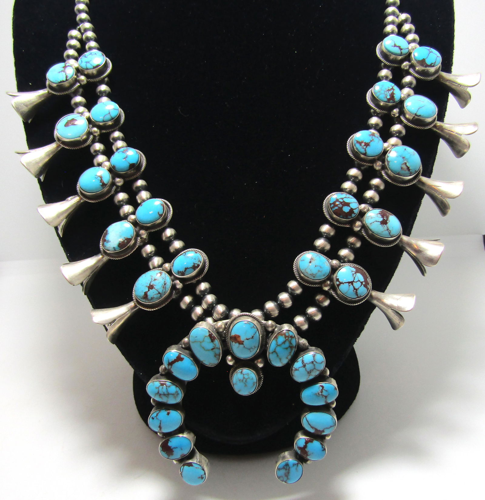 Paul Livingston Turquoise Sterling Squash Blossom