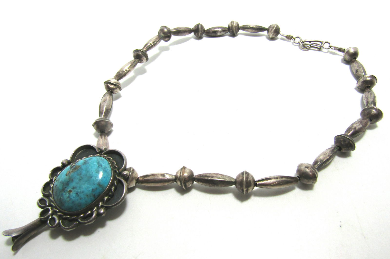 15" STERLING TURQUOISE BEADED NECKLACE (1 of 4)