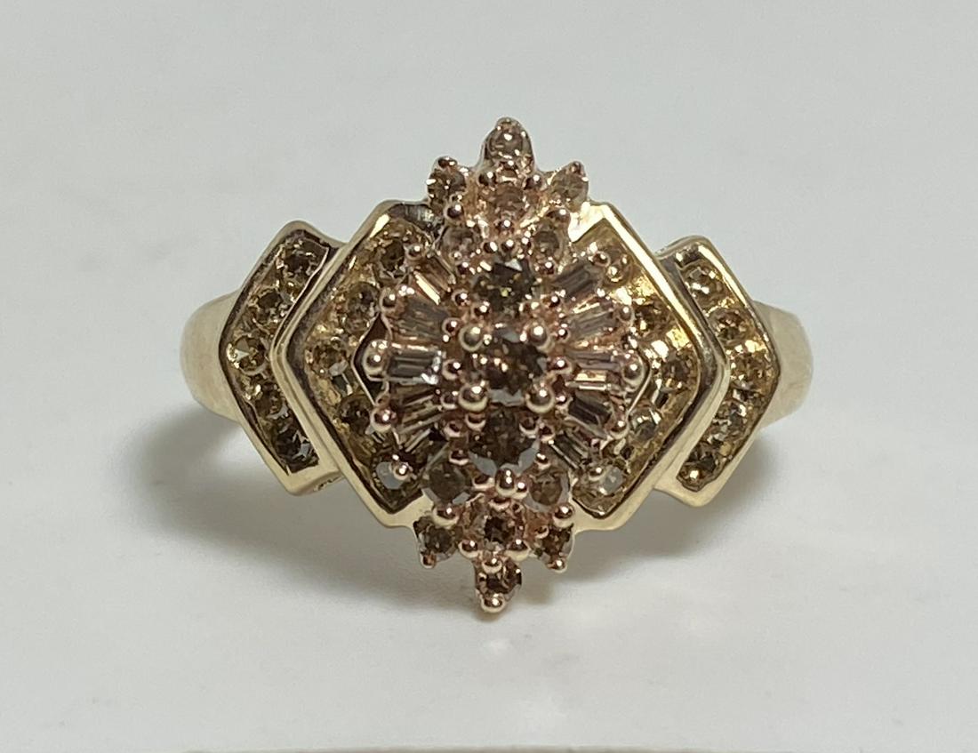 10KT SOLID GOLD CHAMPAGNE DIAMOND CLUSTER RING (1 of 5)