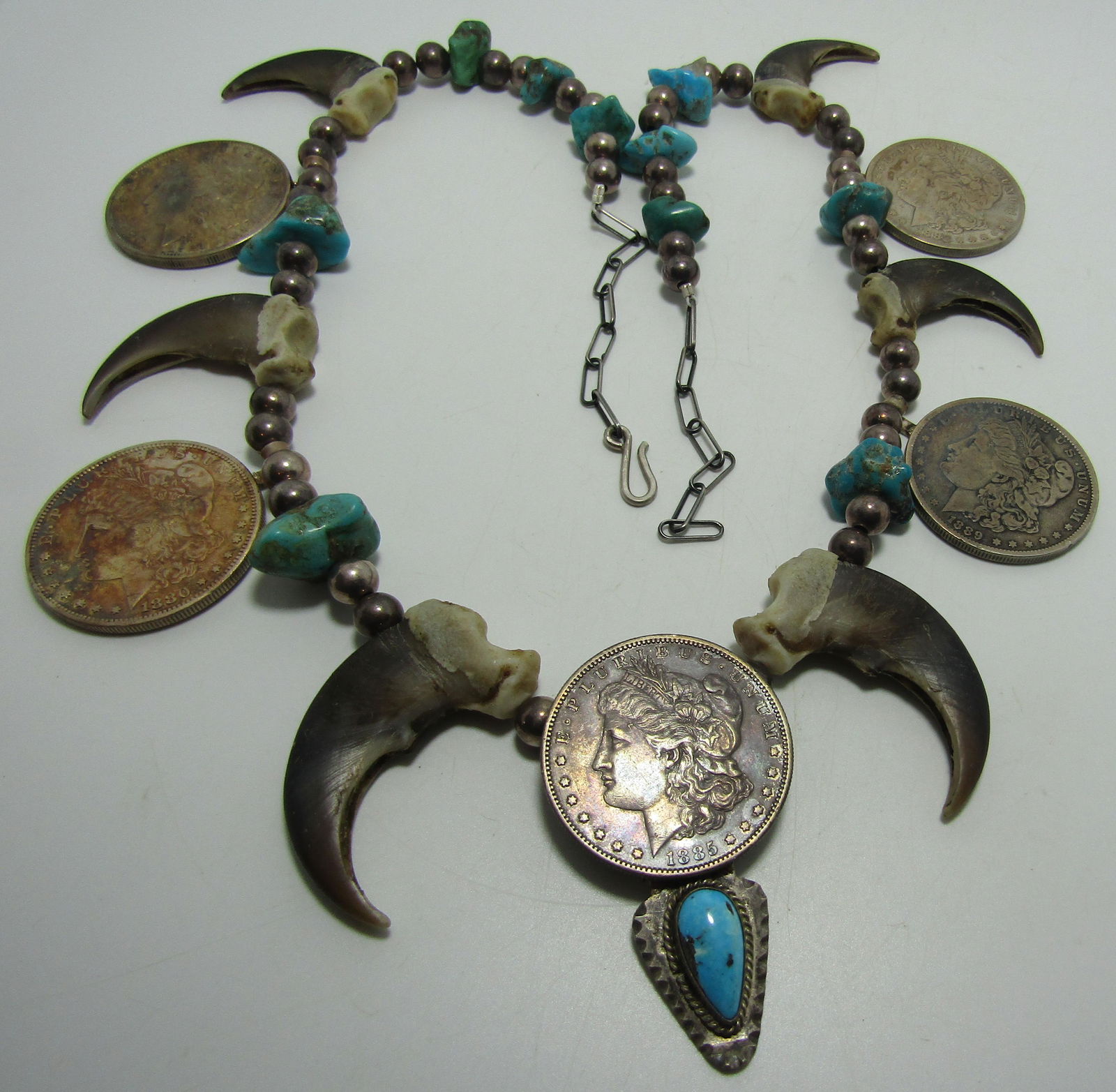 STERLING BEAR CLAW SILVER DOLLAR NECKLACE (1 of 3)