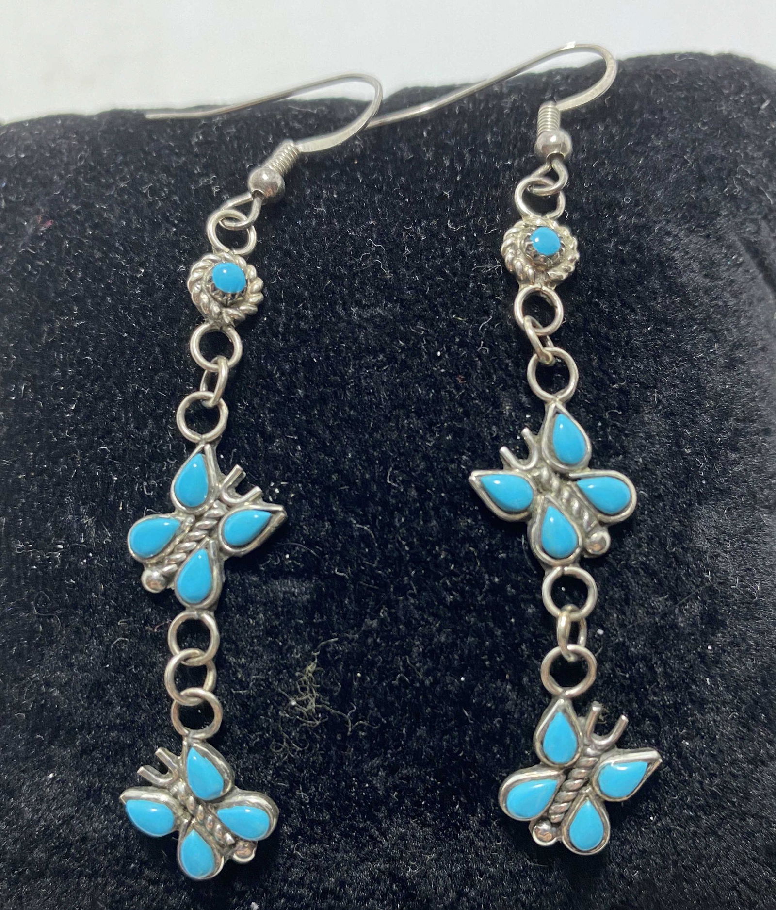 2.5" STERLING TURQUOISE BUTTERFLY EARRINGS (1 of 4)