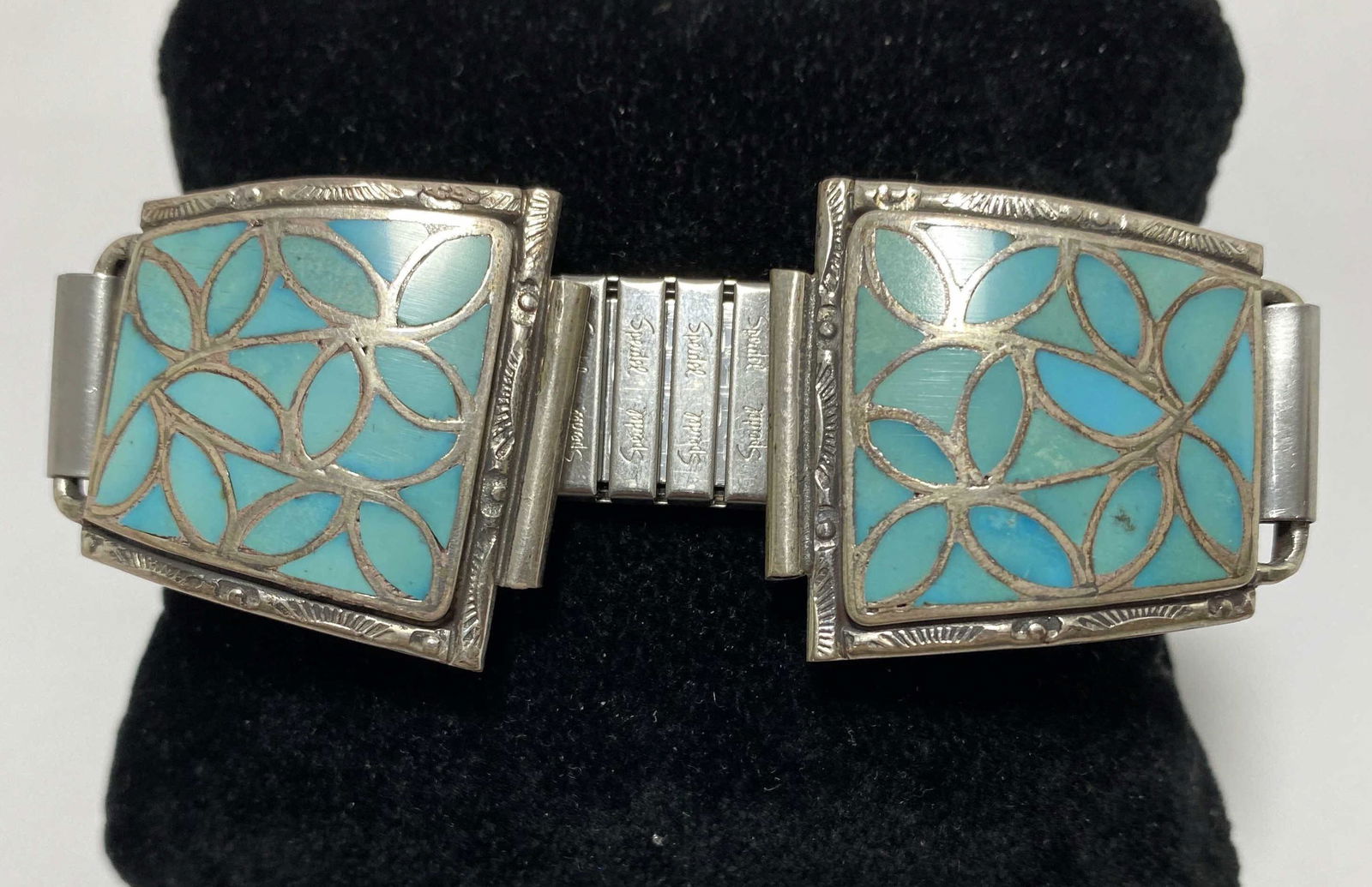 NATIVE AMERICAN STERLING TURQUOISE WATCH BAND (1 of 3)