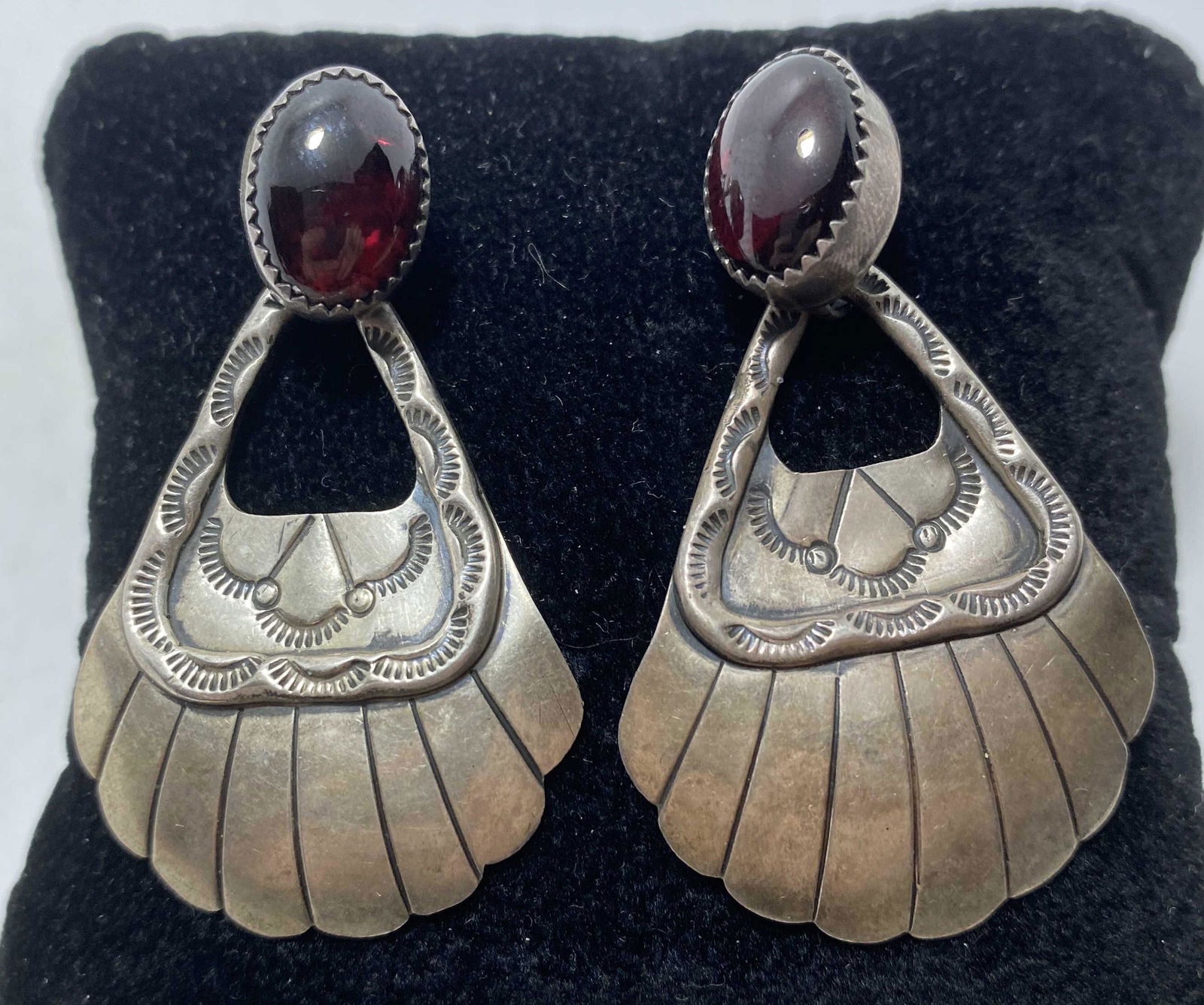 2" AMETHYST STERLING DOOR KNOCKER EARRINGS 19G (1 of 4)