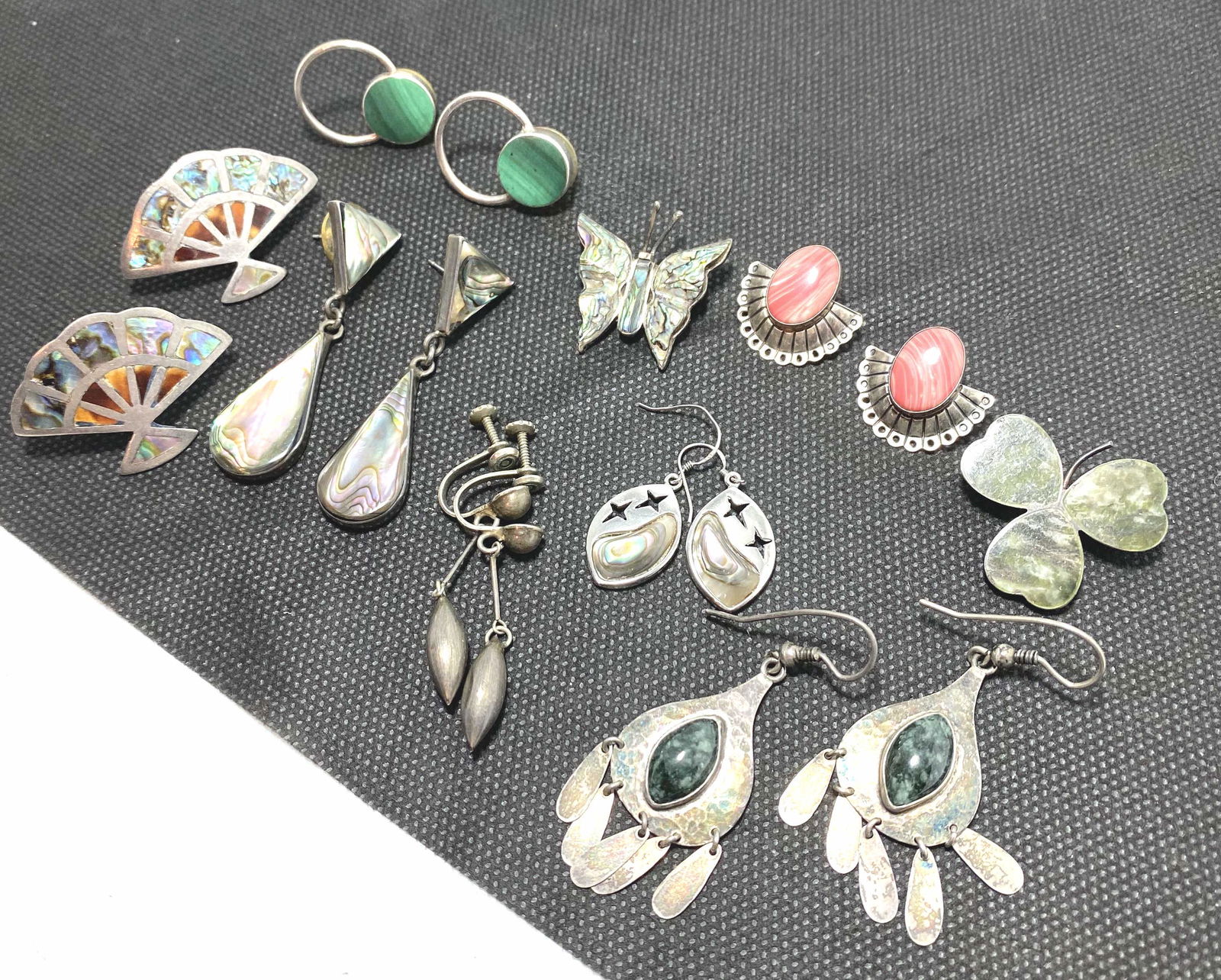 52 GRAM STERLING EARRING PIN BROOCH LOT OF 9 (1 of 7)