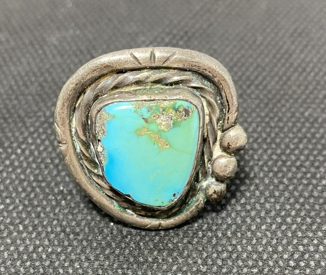 21 GRAM SIZE 10.5 STERLING NAVAJO TURQUOISE RING (1 of 3)