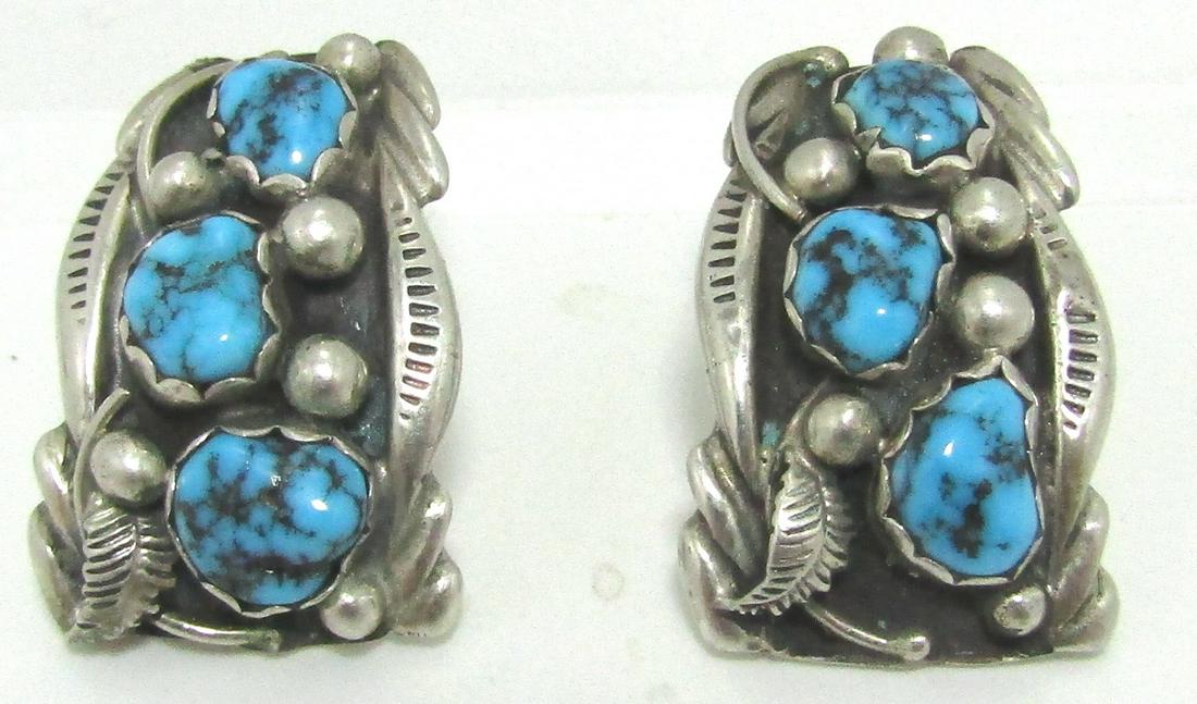 LES BAKER TURQUOISE STERLING SILVER EARRINGS (1 of 5)