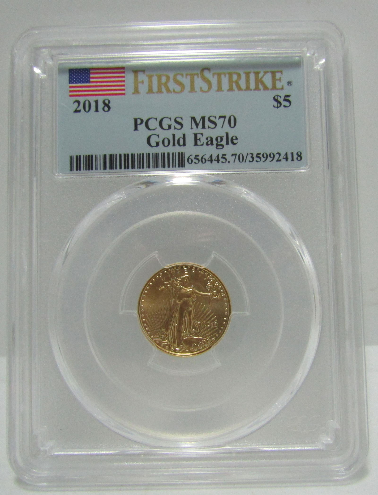 2018 US 5 DOLLAR GOLD EAGLE COIN PCGS MS70 (1 of 2)