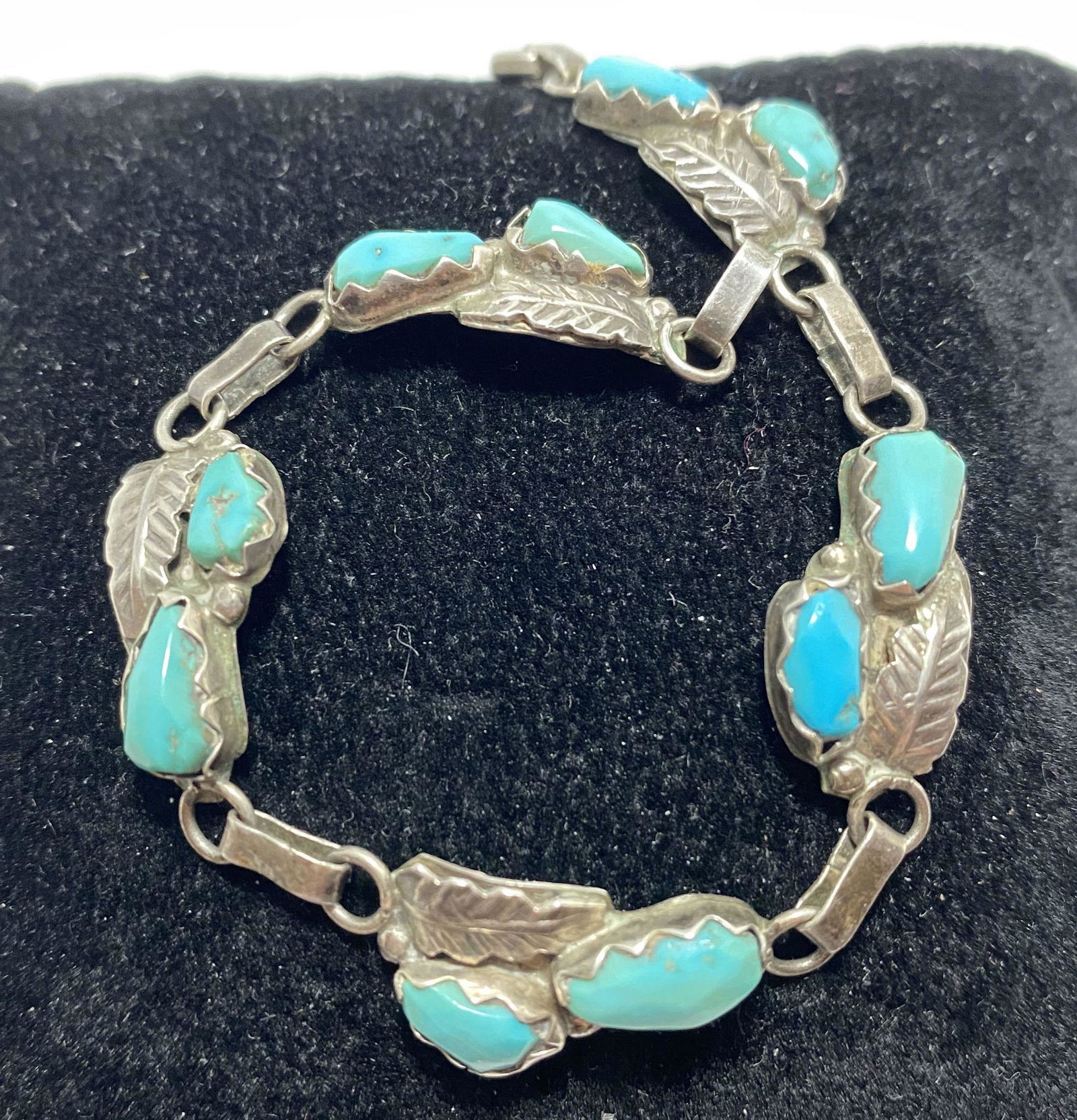A CHEAMA NAVAJO STERLING TURQUOISE BRACELET (1 of 3)