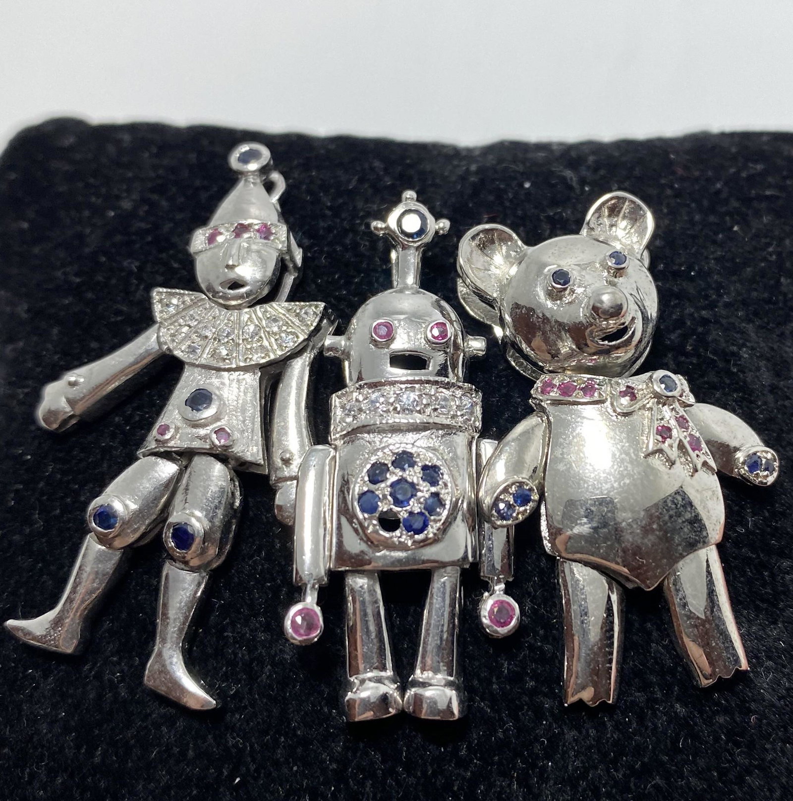 RUBY SAPPHIRE STERLING PENDANTS CLOWN BEAR ROBOT (1 of 3)