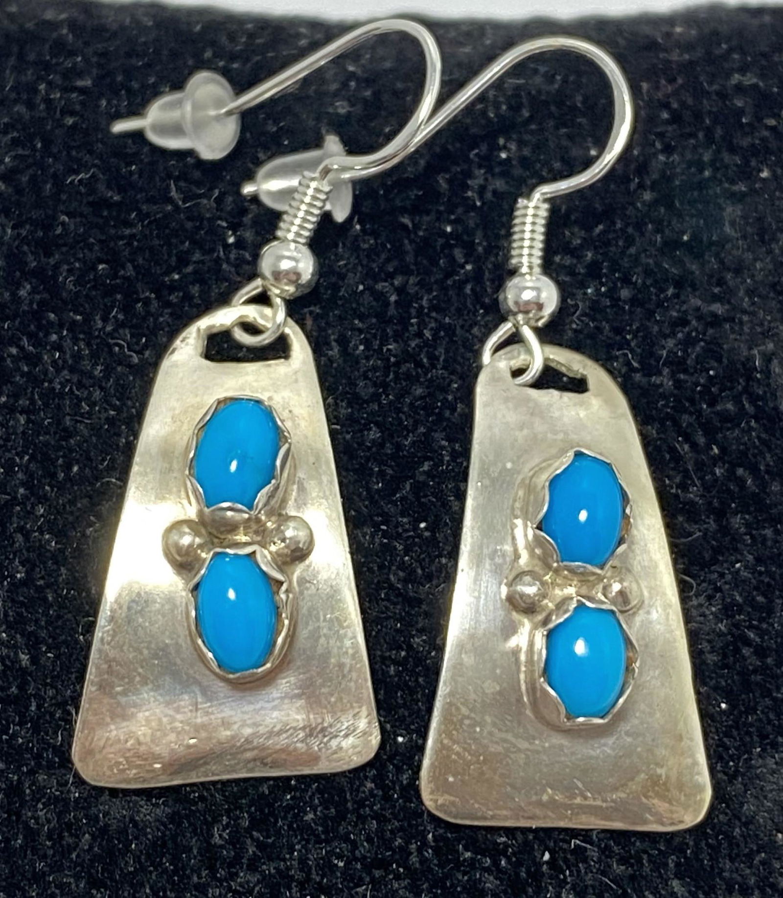 STERLING TURQUOISE FRENCH HOOK EARRINGS (1 of 3)