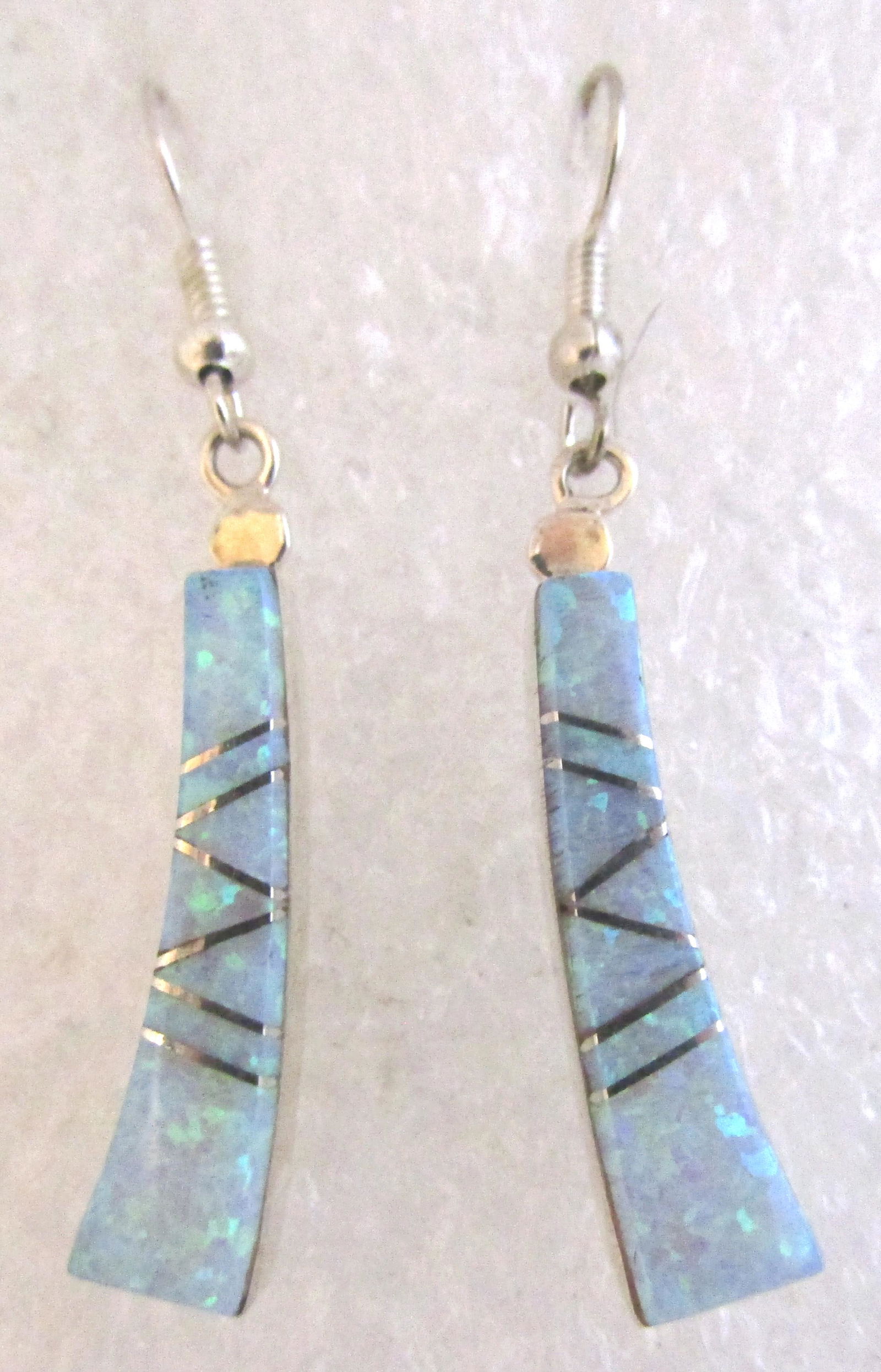 BILLY LONG OPAL EARRING STERLING SILVER ZUNI INLAY (1 of 3)