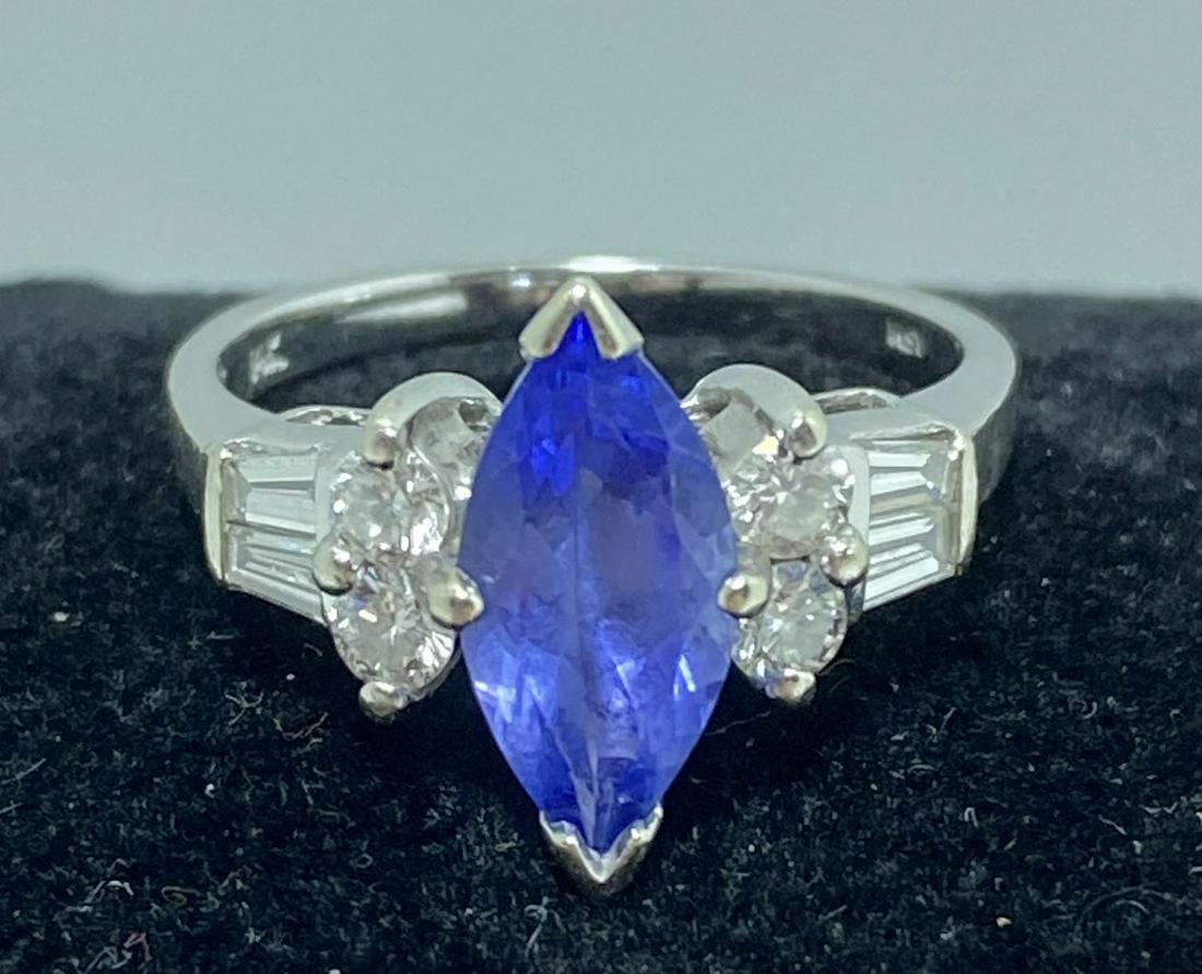 1.80 CT TANZANITE DIAMOND 14K WHITE GOLD RING (1 of 7)