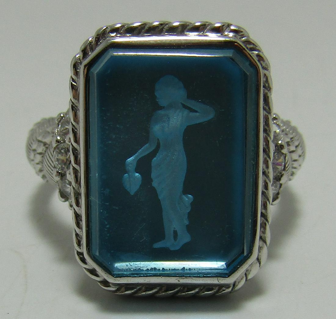 JUDITH RIPKA RING BLUE INTAGLIO STERLING SILVER (1 of 6)