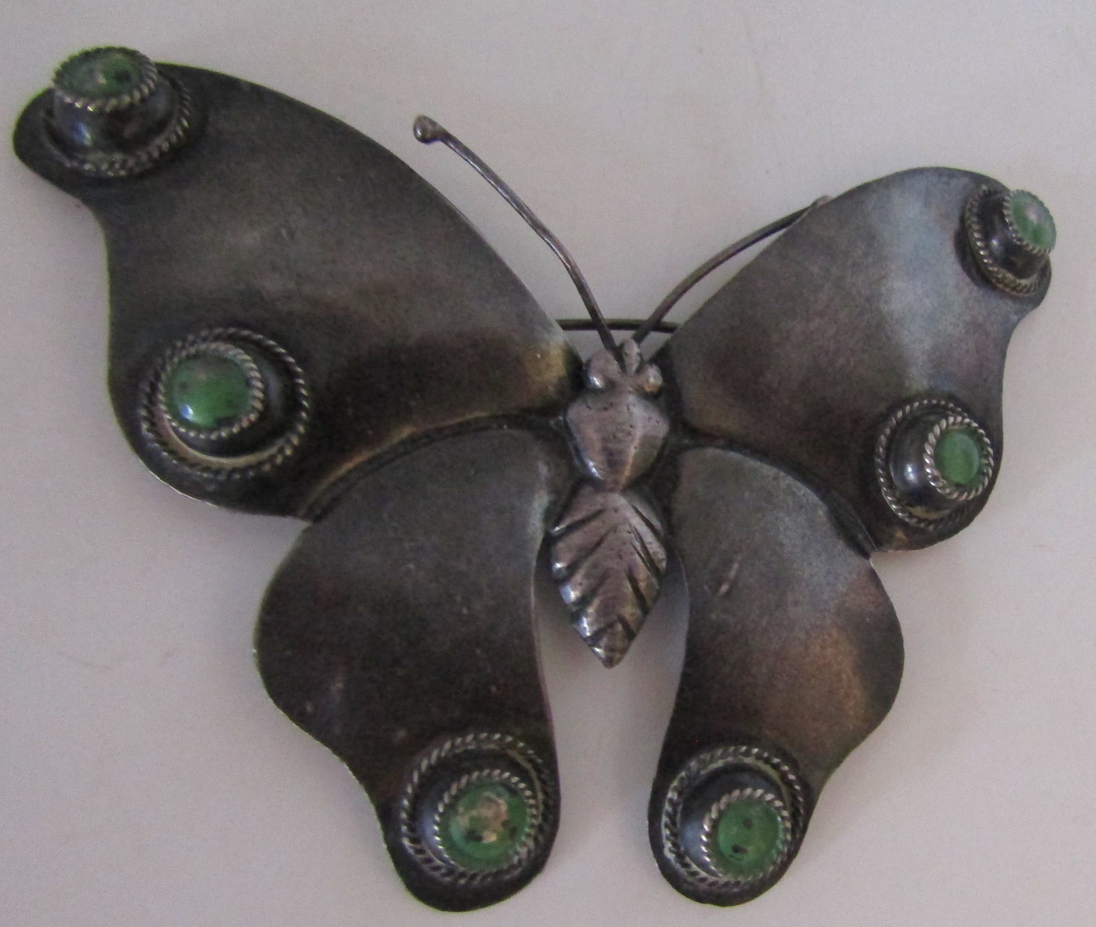 EARLY ENAMEL BUTTERFLY PIN STERLING SILVER BROOCH (1 of 4)