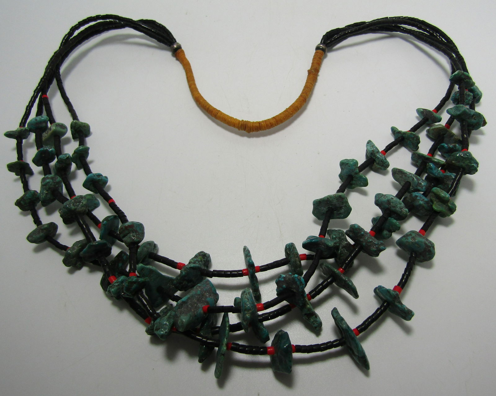 4 STRAND TURQUOISE NUGGET NECKLACE HEISHI BEAD 28" (1 of 3)