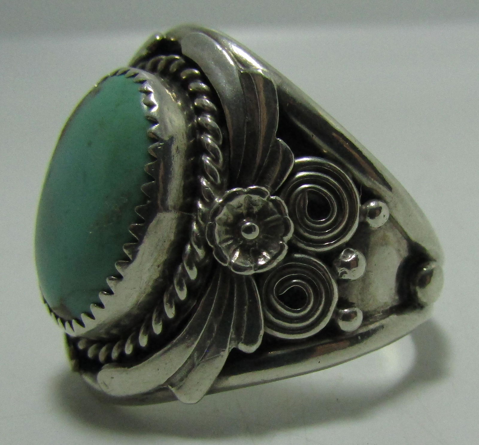 "SC" TURQUOISE RING STERLING SILVER SIZE 14.5 (1 of 4)