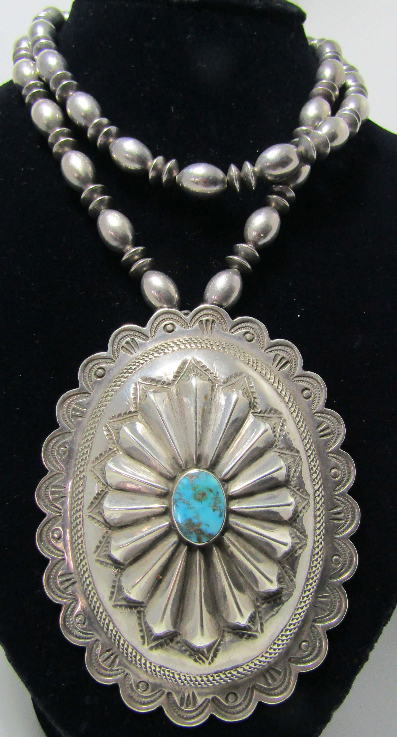 163GRAM TURQUOISE CONCHO NECKLACE STERLING SILVER (1 of 5)