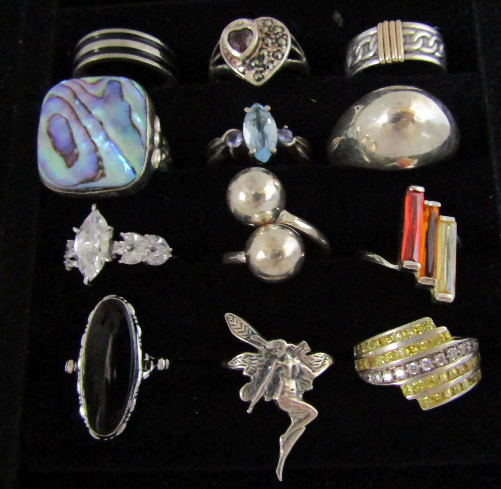 12PC ALL STERLING SILVER RING COLLECTION LOT SIZE8 (1 of 4)