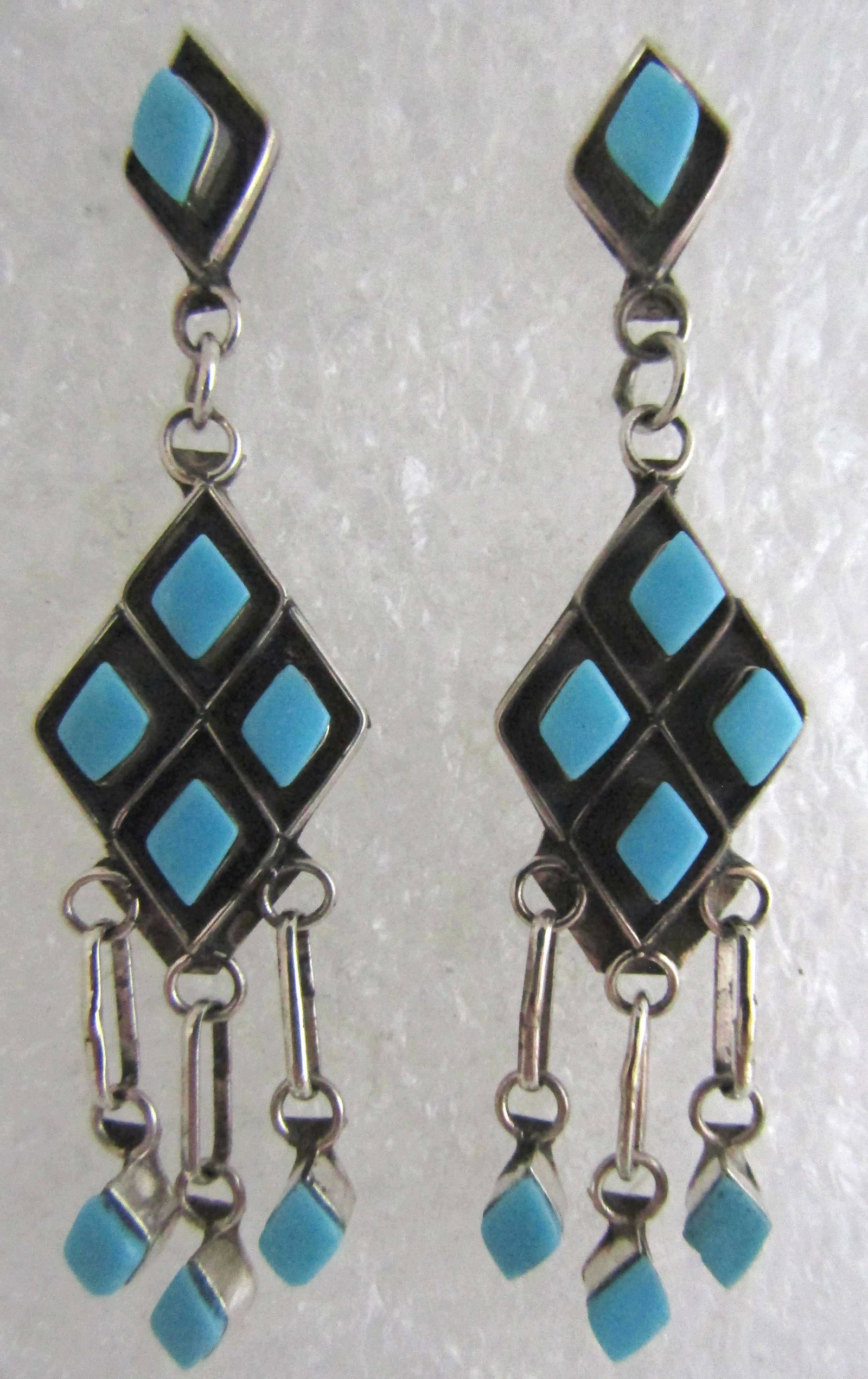 PETIT POINT TURQUOISE EARRINGS STERLING SILVER (1 of 3)