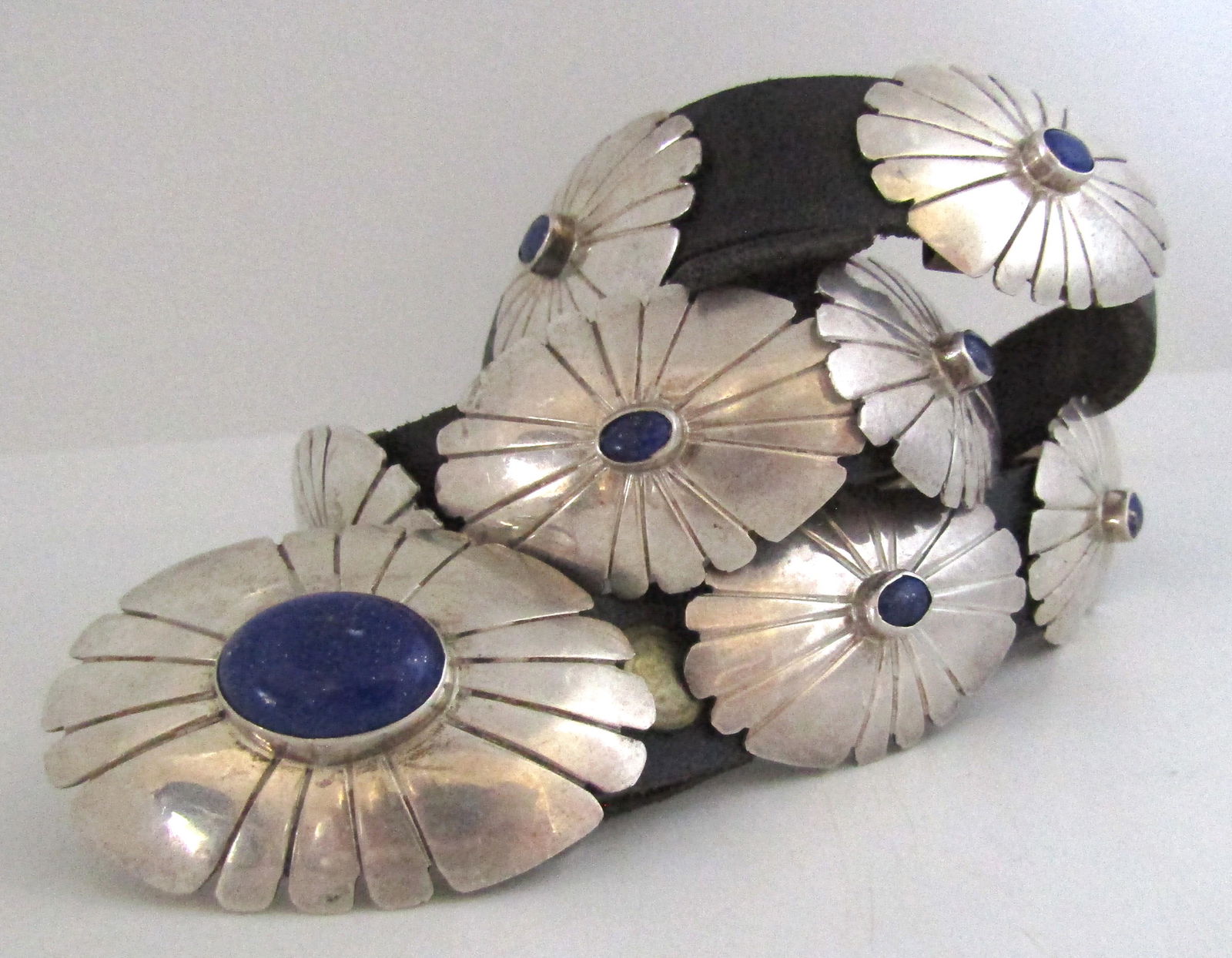 CP' LAPIS LAZUL CONCHO BELT BUCKLE STERLING SILVER (1 of 5)