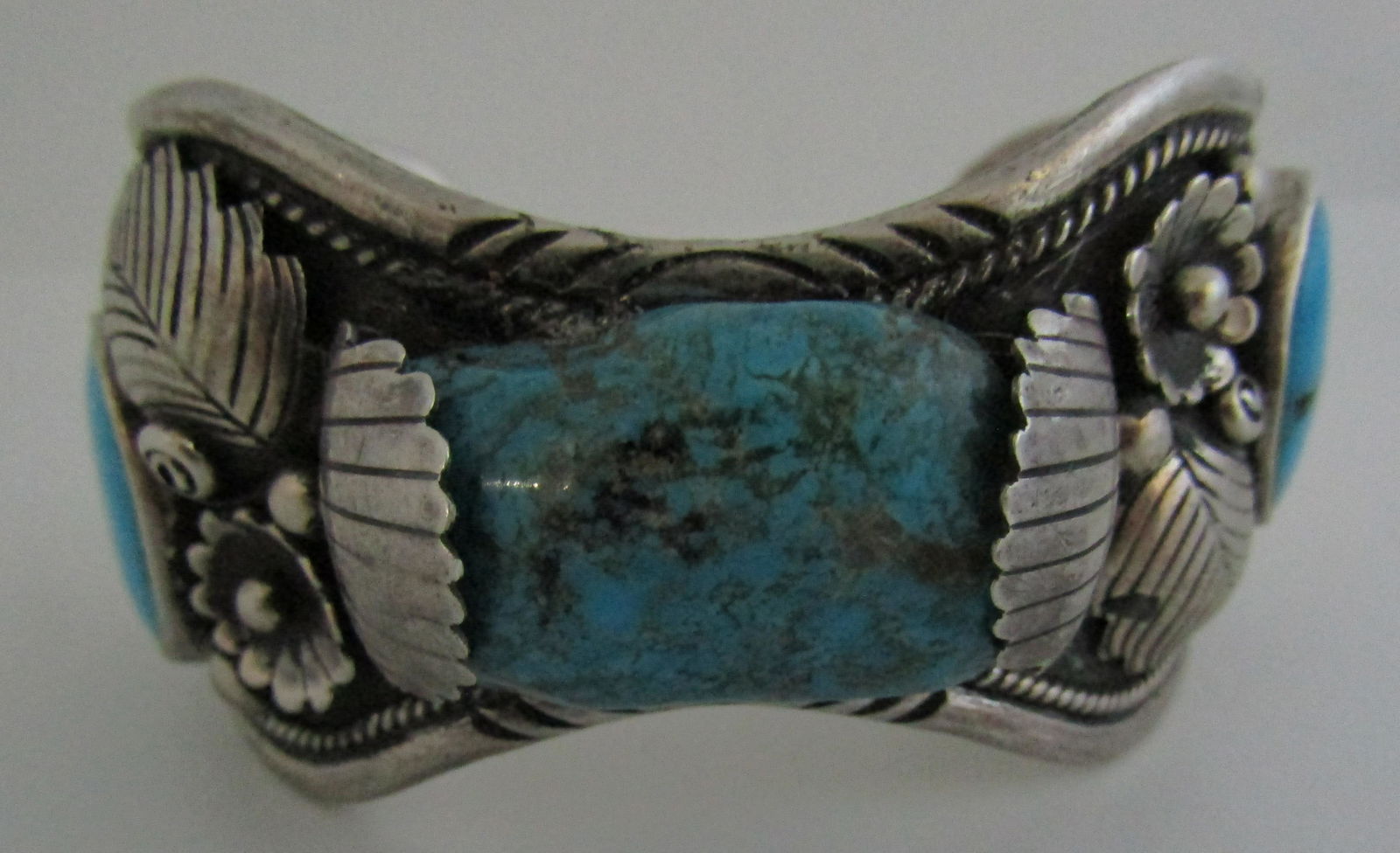 ANGELA LEE CORAL TURQUOISE CUFF BRACELET STERLING (1 of 7)