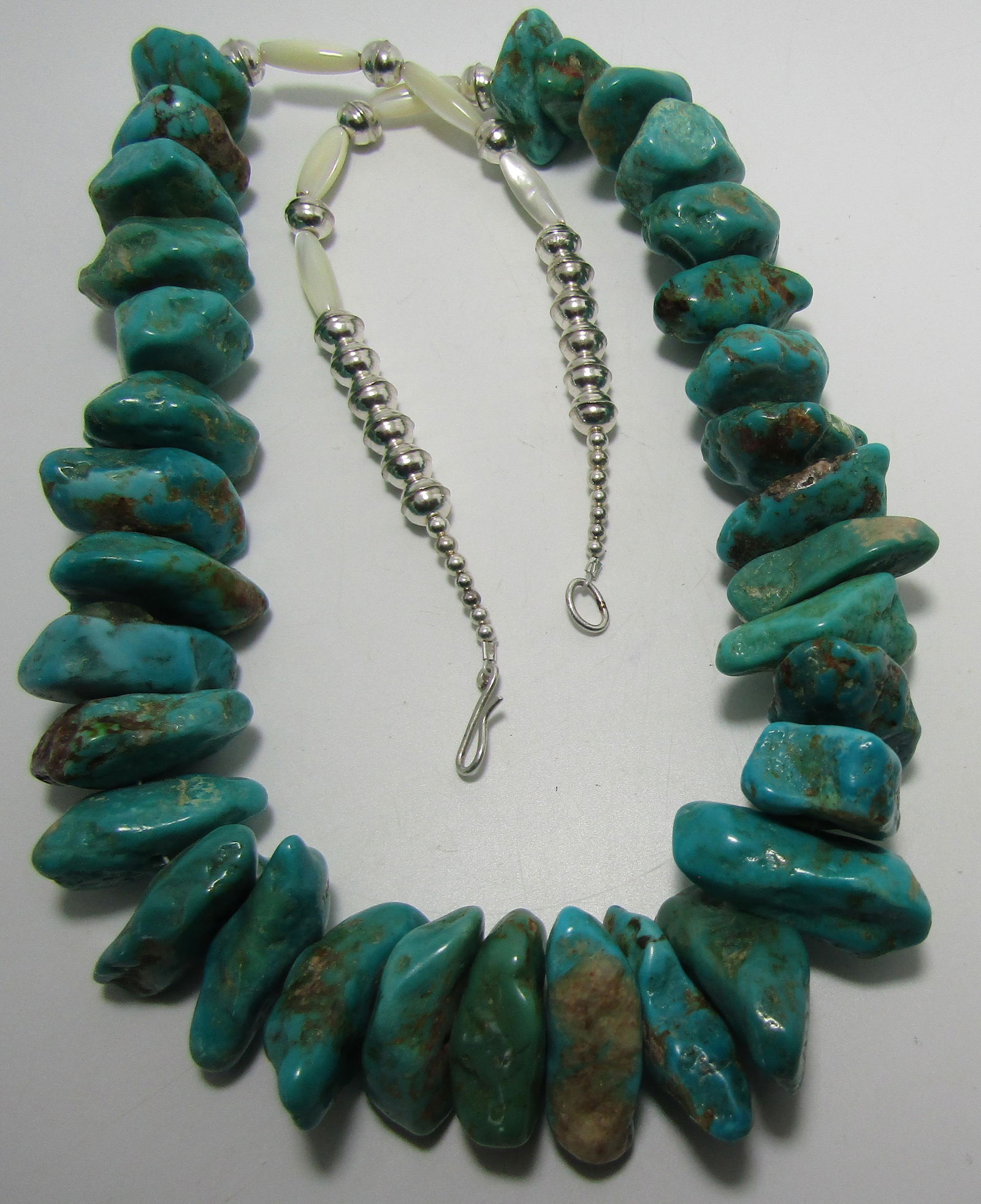 HUGE TURQUOISE NUGGET NECKLACE STERLING SILVER (1 of 3)
