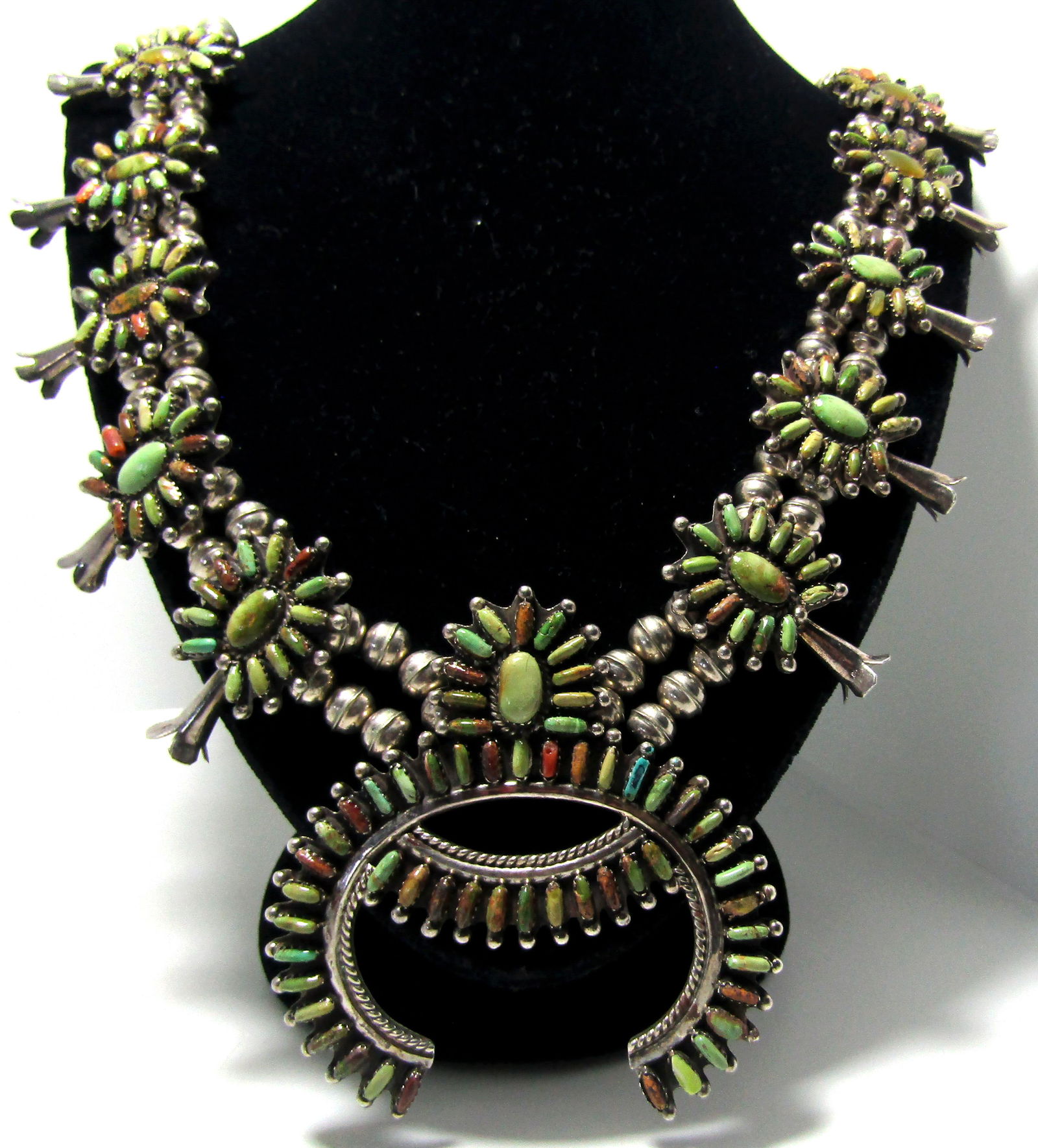 PETIT POINT SQUASH BLOSSOM NECKLACE STERLING (1 of 5)