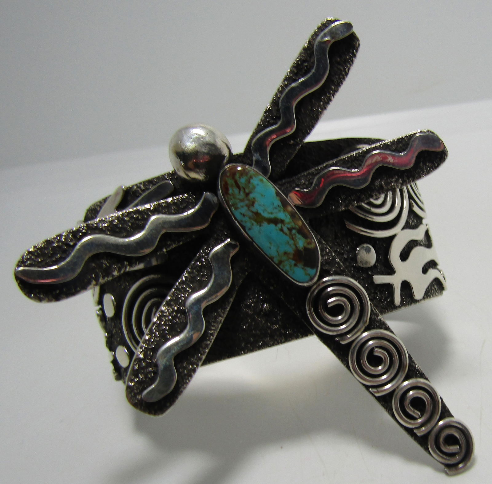A SANCHEZ TURQUOISE CUFF BRACELET STERLING SILVER (1 of 7)