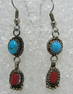 "IM" TURQUOISE CORAL EARRINGS STERLING SILVER