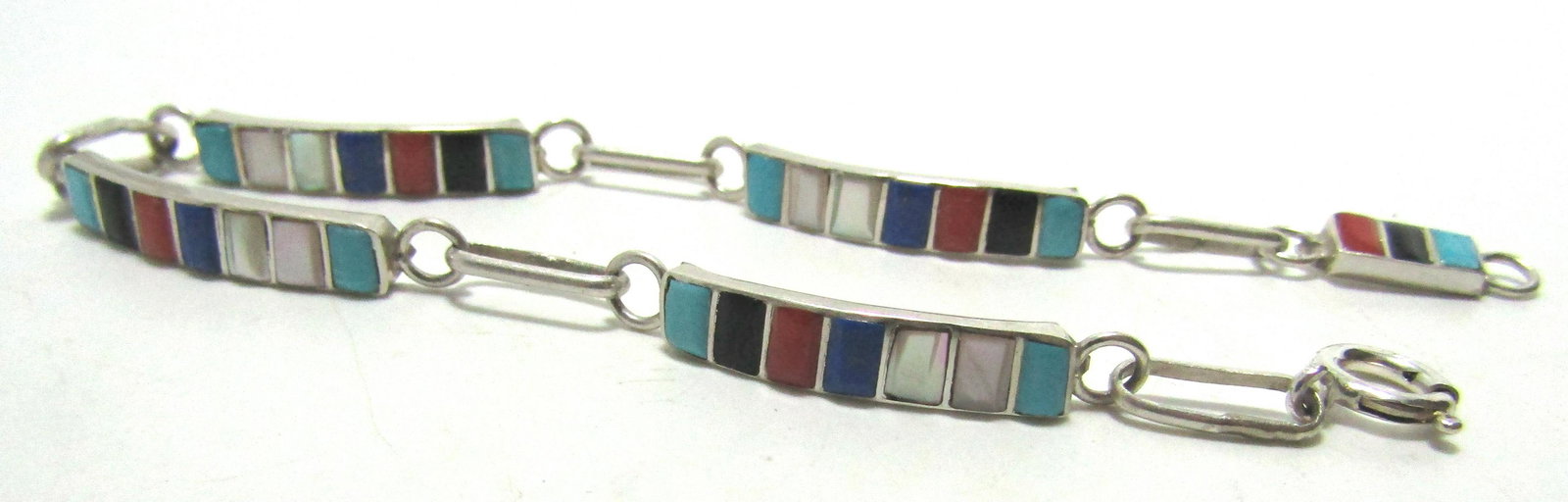 TURQUOISE LAPIS MOP CORAL BRACELET STERLING SILVER (1 of 3)