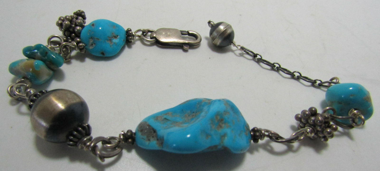 NAVAJO PEARL TURQUOISE NUGGET BRACELET STERLING (1 of 2)
