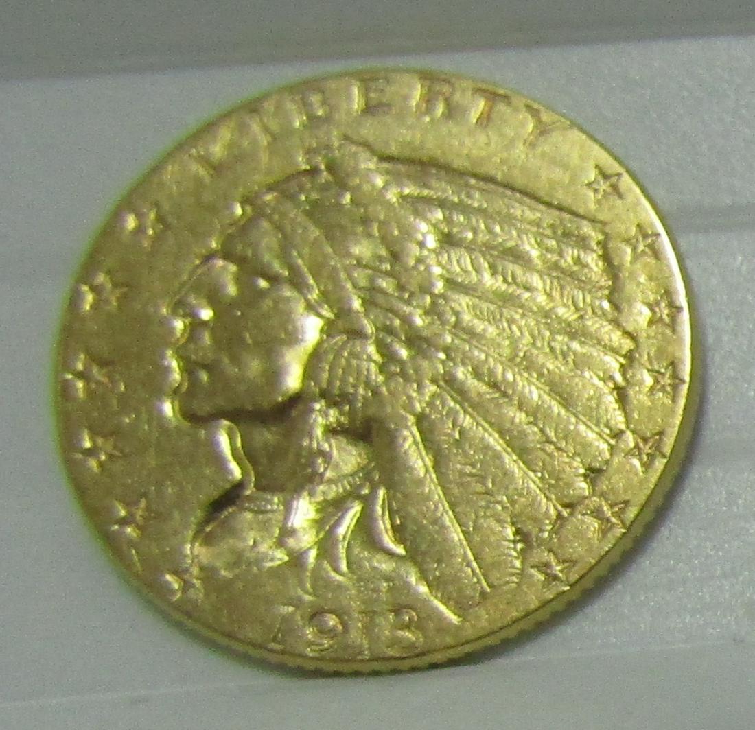 1913 US GOLD INDIAN 2 1/2 DOLLAR COIN (1 of 2)
