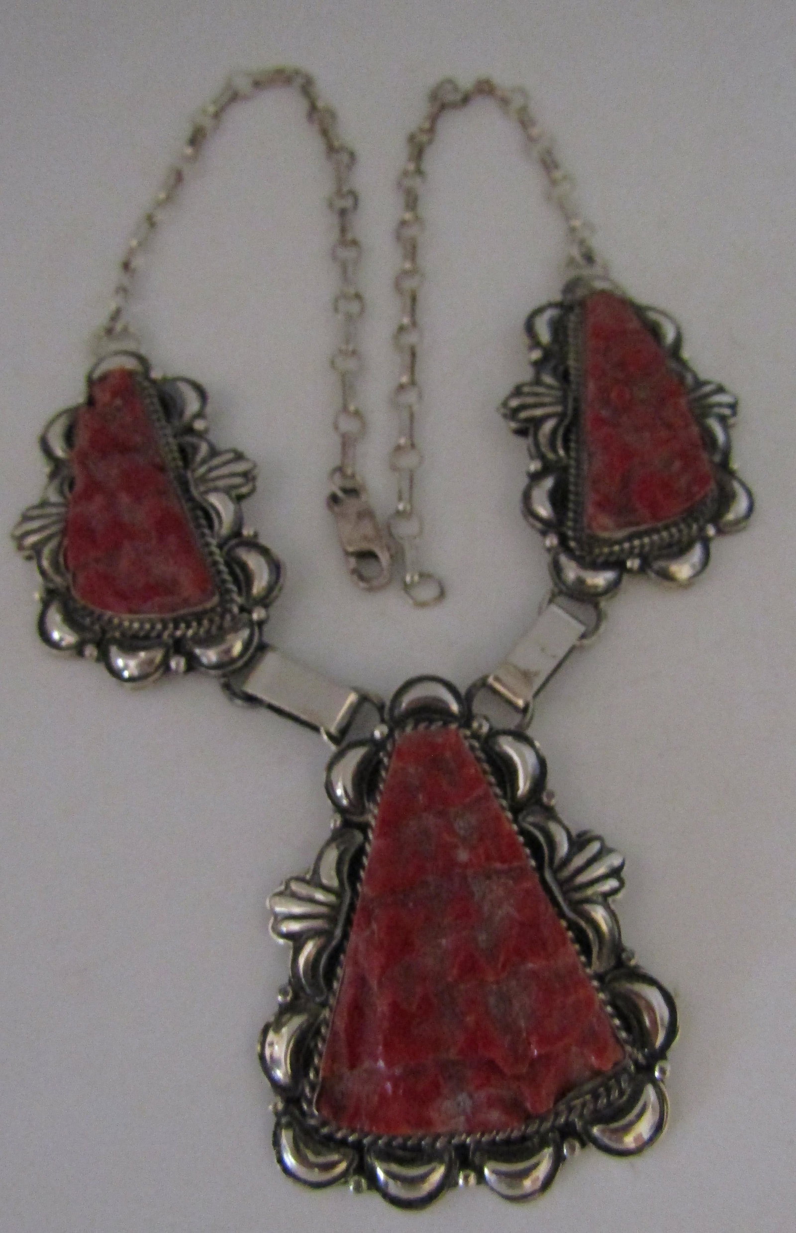 SIGNED SHAKEY CORAL NECKLACE STERLING SILVER (1 of 3)