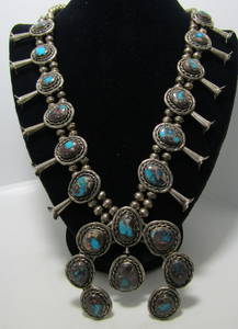 "GM" MORENCI TURQUOISE NECKLACE STERLING SILVER