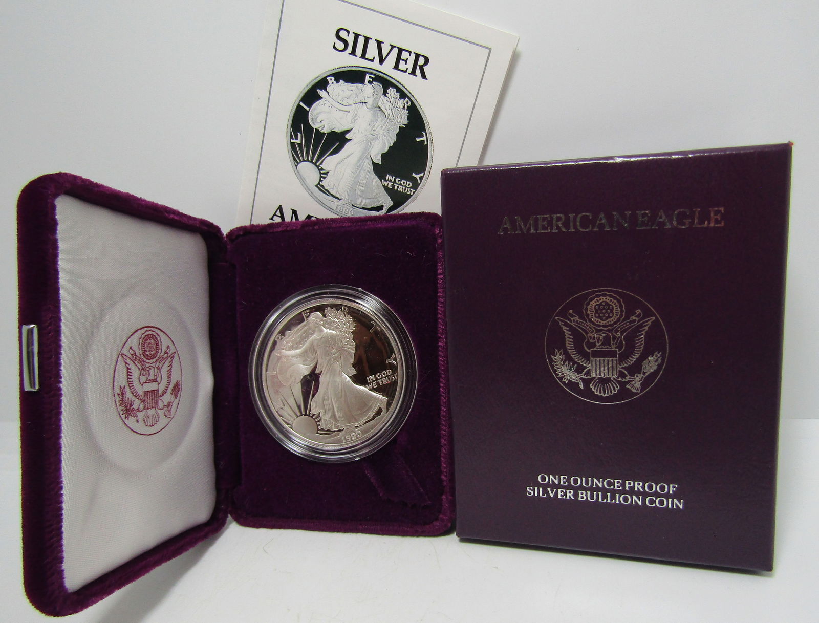 1990 PROOF SILVER AMERICAN EAGLE COIN & BOX (1 of 3)