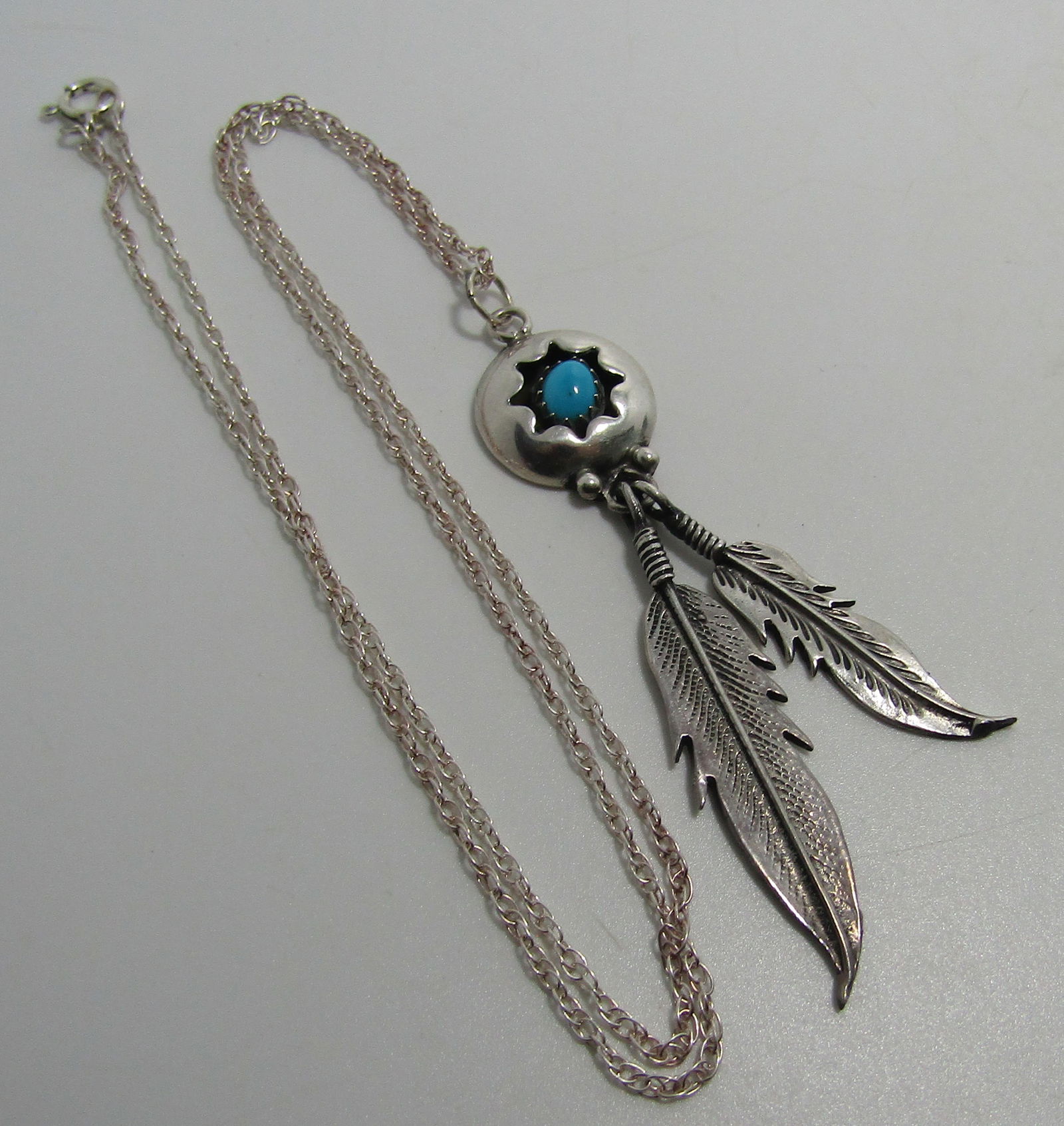 TURQUOISE PENDANT NECKLACE STERLING SILVER (1 of 4)