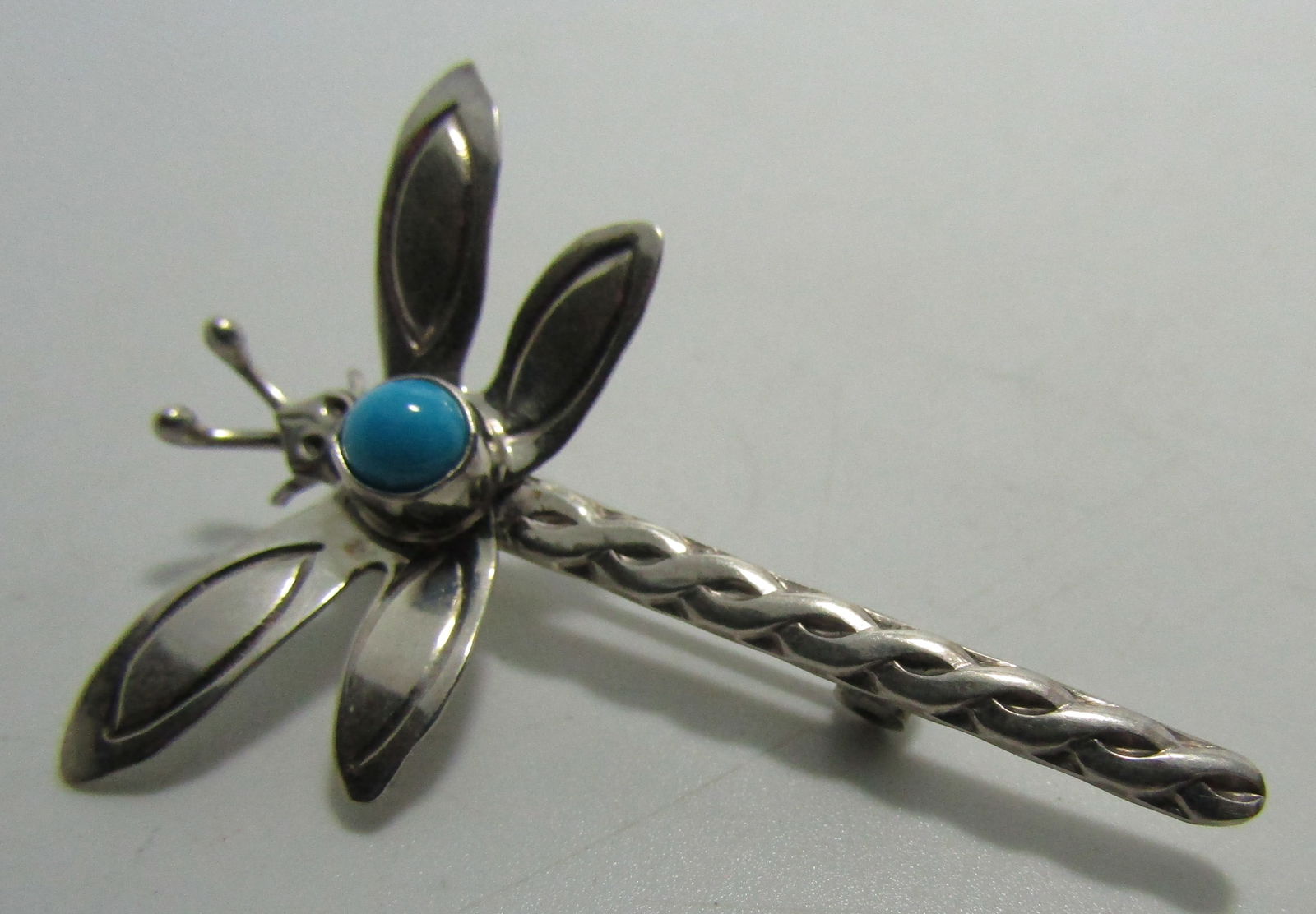 DRAGONFLY TURQUOISE PIN STERLING SILVER BROOCH (1 of 4)