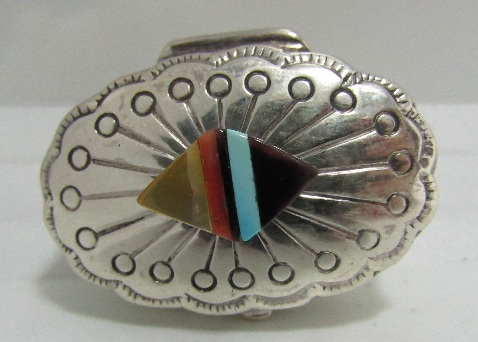 TURQUOISE INLAY PILL BOX STERLING SILVER MOP CORAL (1 of 3)
