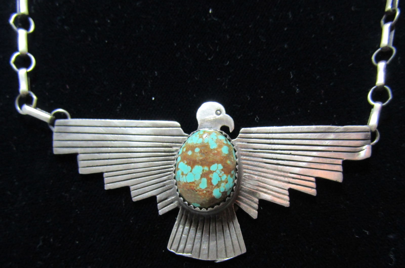 #8 TURQUOISE THUNDERBIRD NECKLACE STERLING SILVER (1 of 3)
