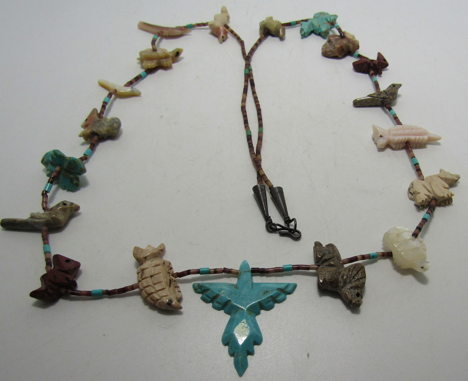 HEISHI BEAD ZUNI FETISH NECKLACE STERLING SILVER (1 of 2)