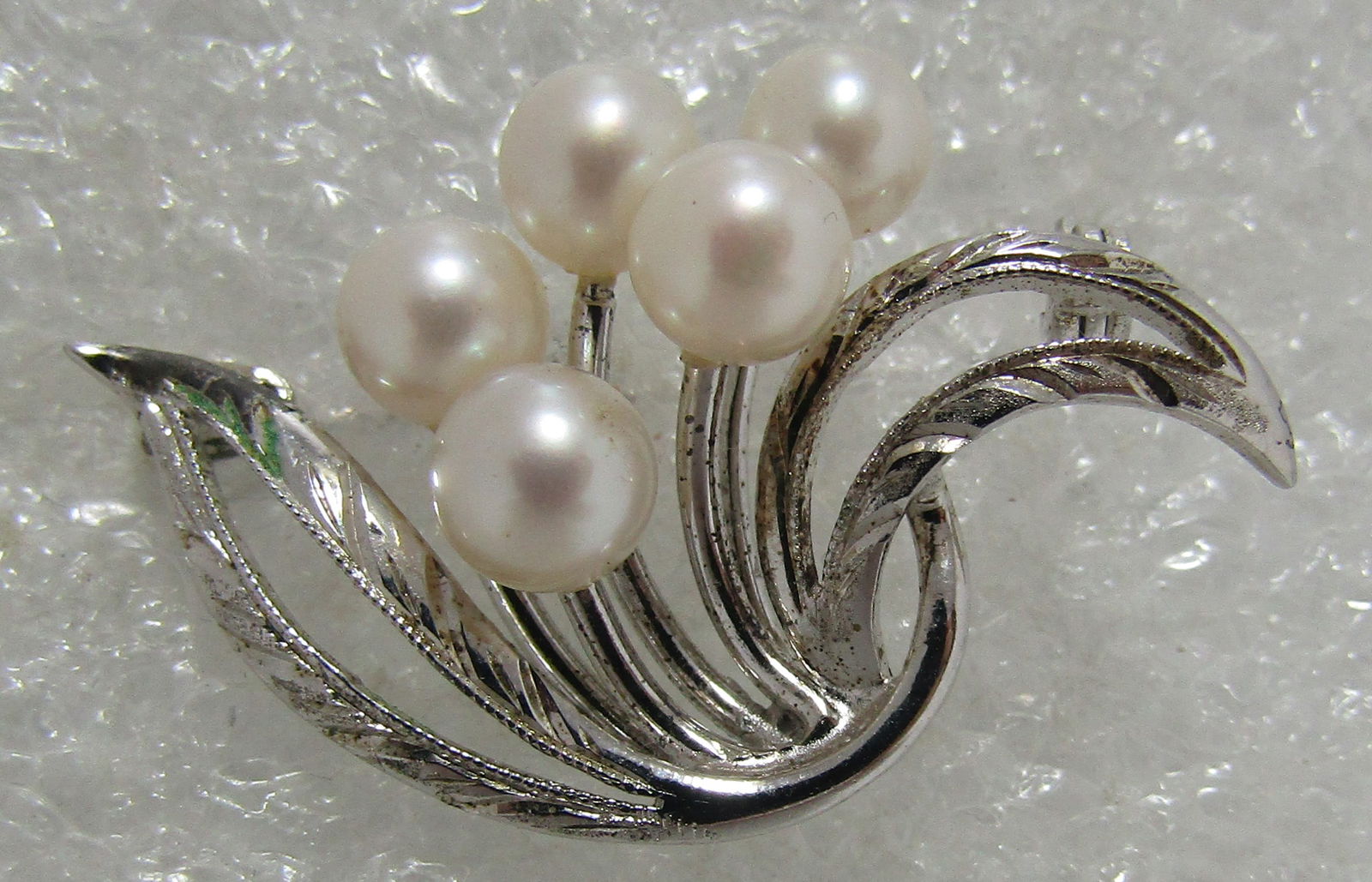 5 AKOYA PEARL PIN STERLING SILVER BROOCH (1 of 2)