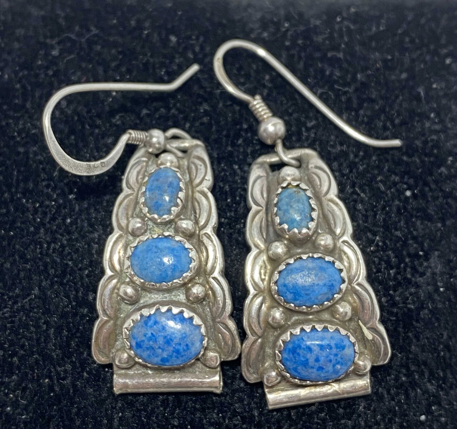 STERLING DENIM LAPIS NATIVE AMERICAN EARRINGS (1 of 3)