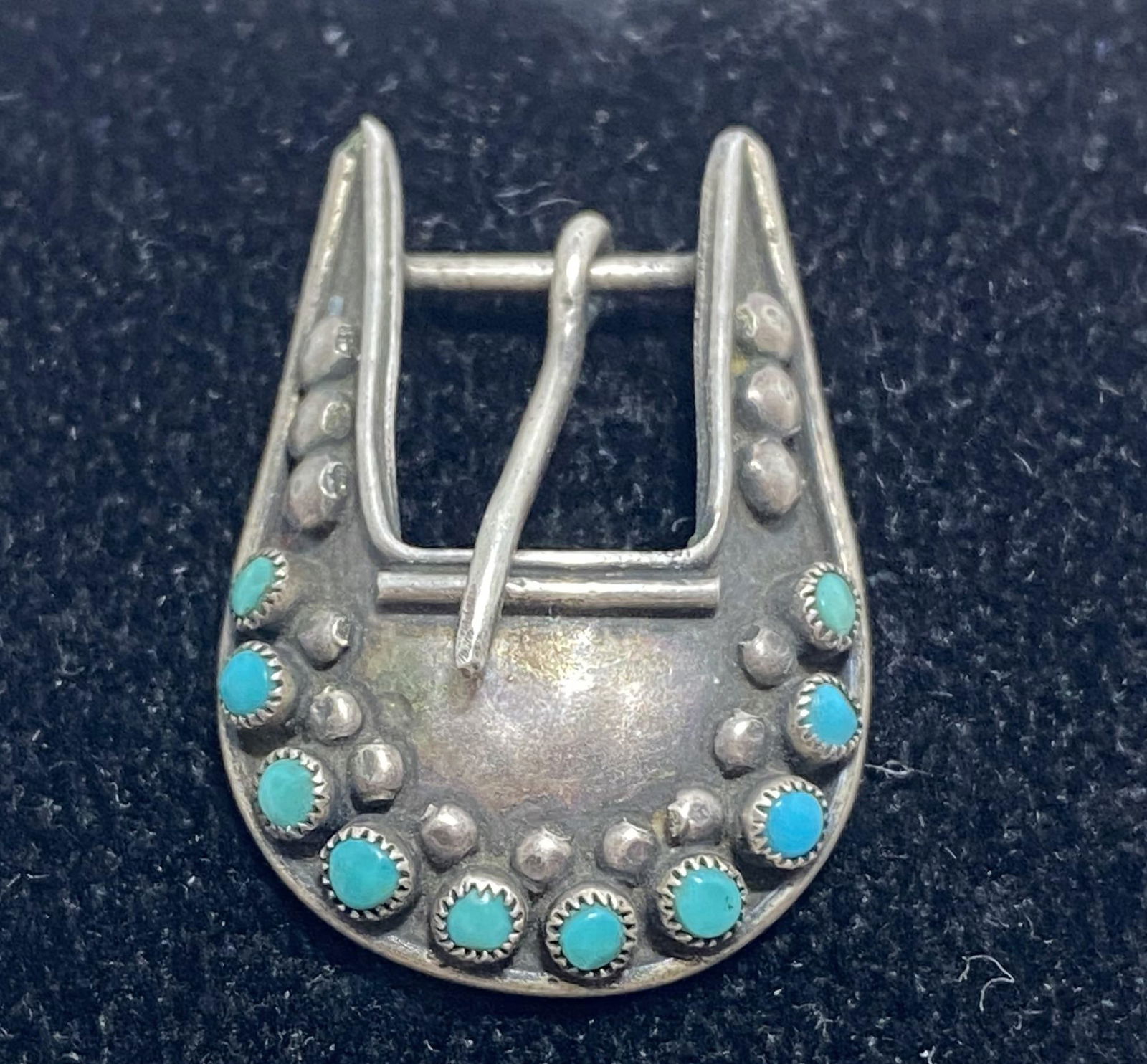 1970'S ZUNI TURQUOISE STERLING BELT BUCKLE (1 of 5)